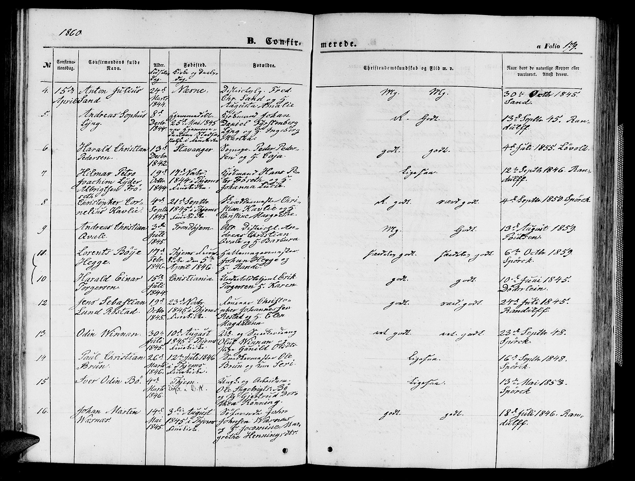 Ministerialprotokoller, klokkerbøker og fødselsregistre - Sør-Trøndelag, AV/SAT-A-1456/602/L0139: Parish register (copy) no. 602C07, 1859-1864, p. 179