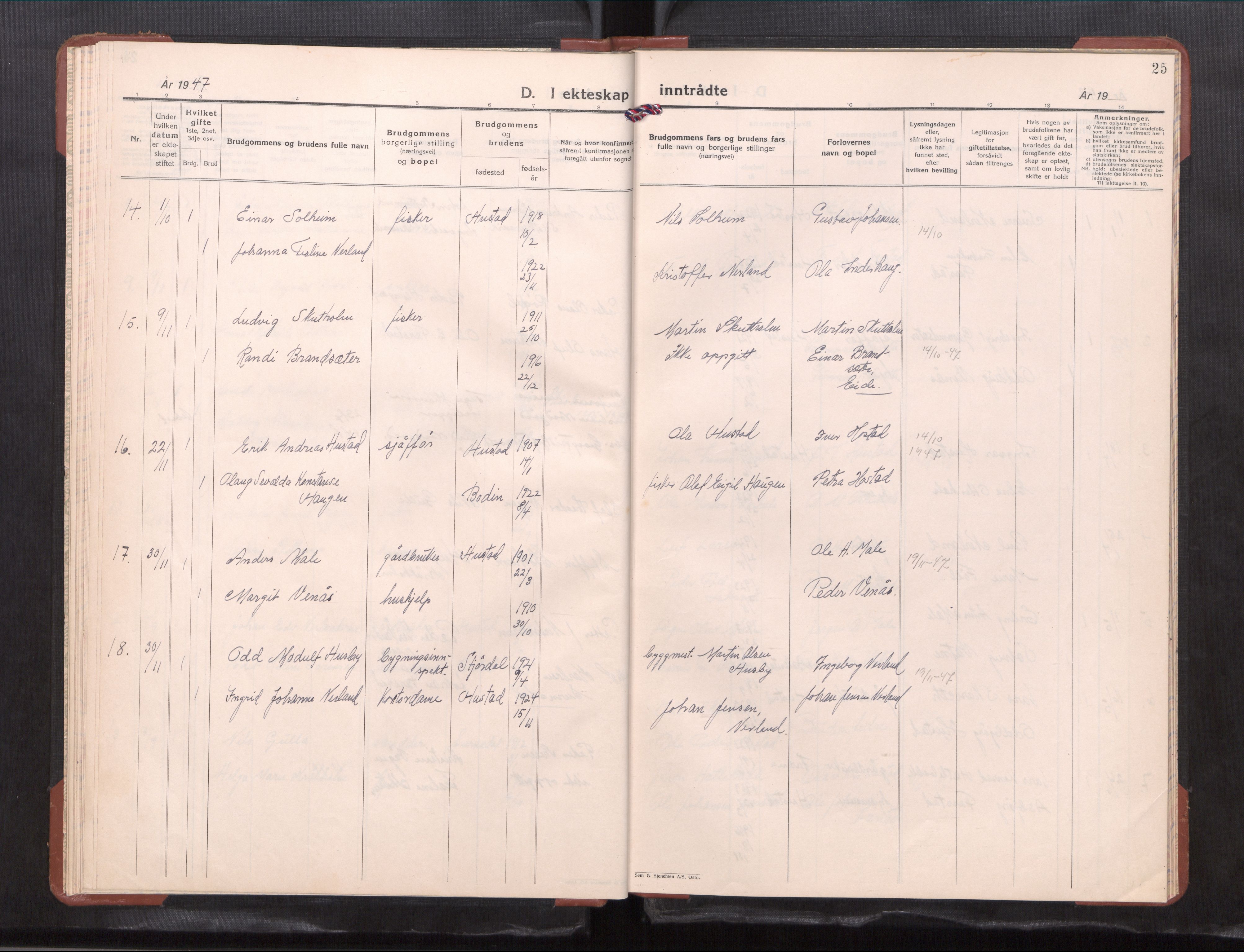 Ministerialprotokoller, klokkerbøker og fødselsregistre - Møre og Romsdal, AV/SAT-A-1454/567/L0787: Parish register (copy) no. 567---, 1939-1954, p. 25