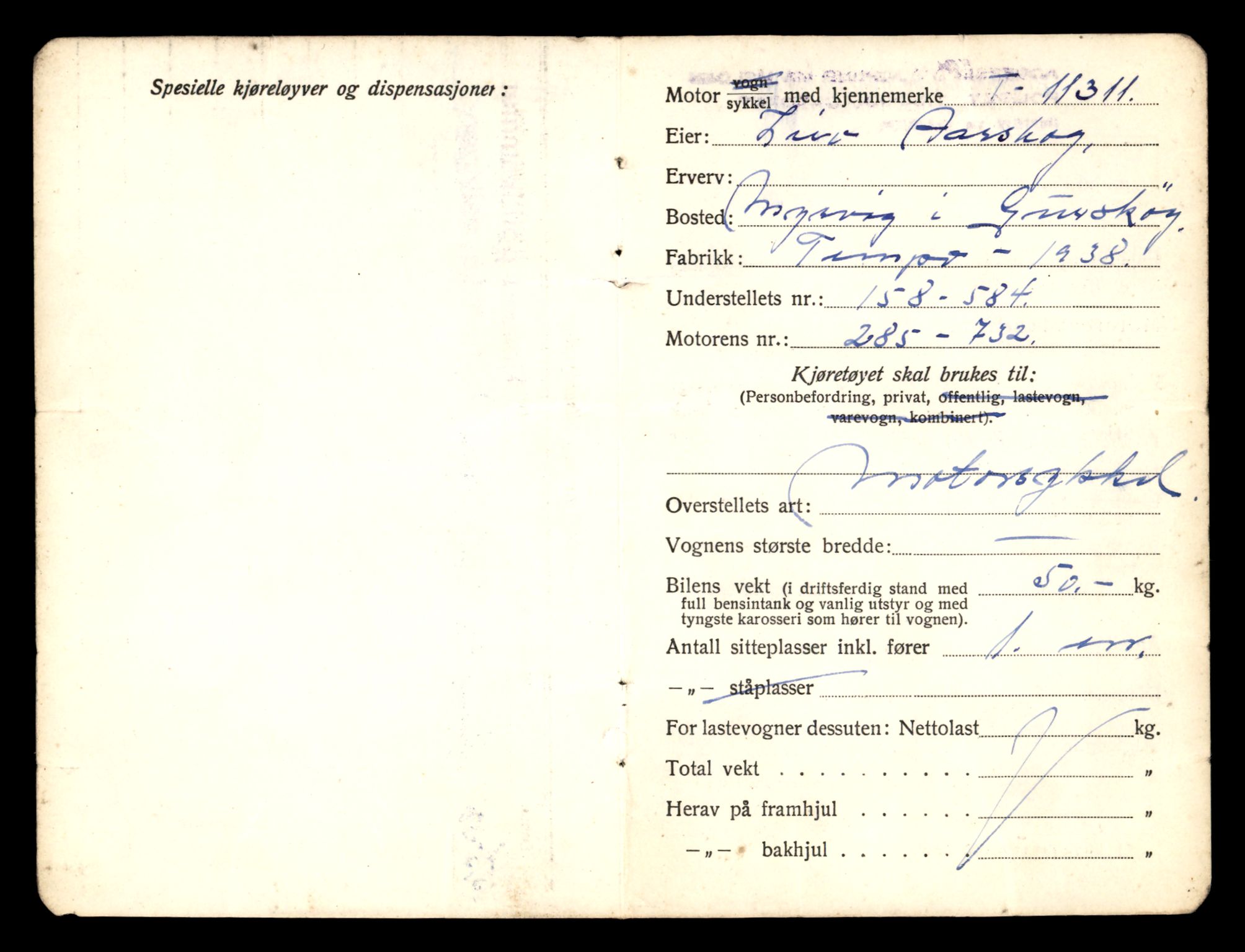 Møre og Romsdal vegkontor - Ålesund trafikkstasjon, AV/SAT-A-4099/F/Fe/L0028: Registreringskort for kjøretøy T 11290 - T 11429, 1927-1998, p. 511