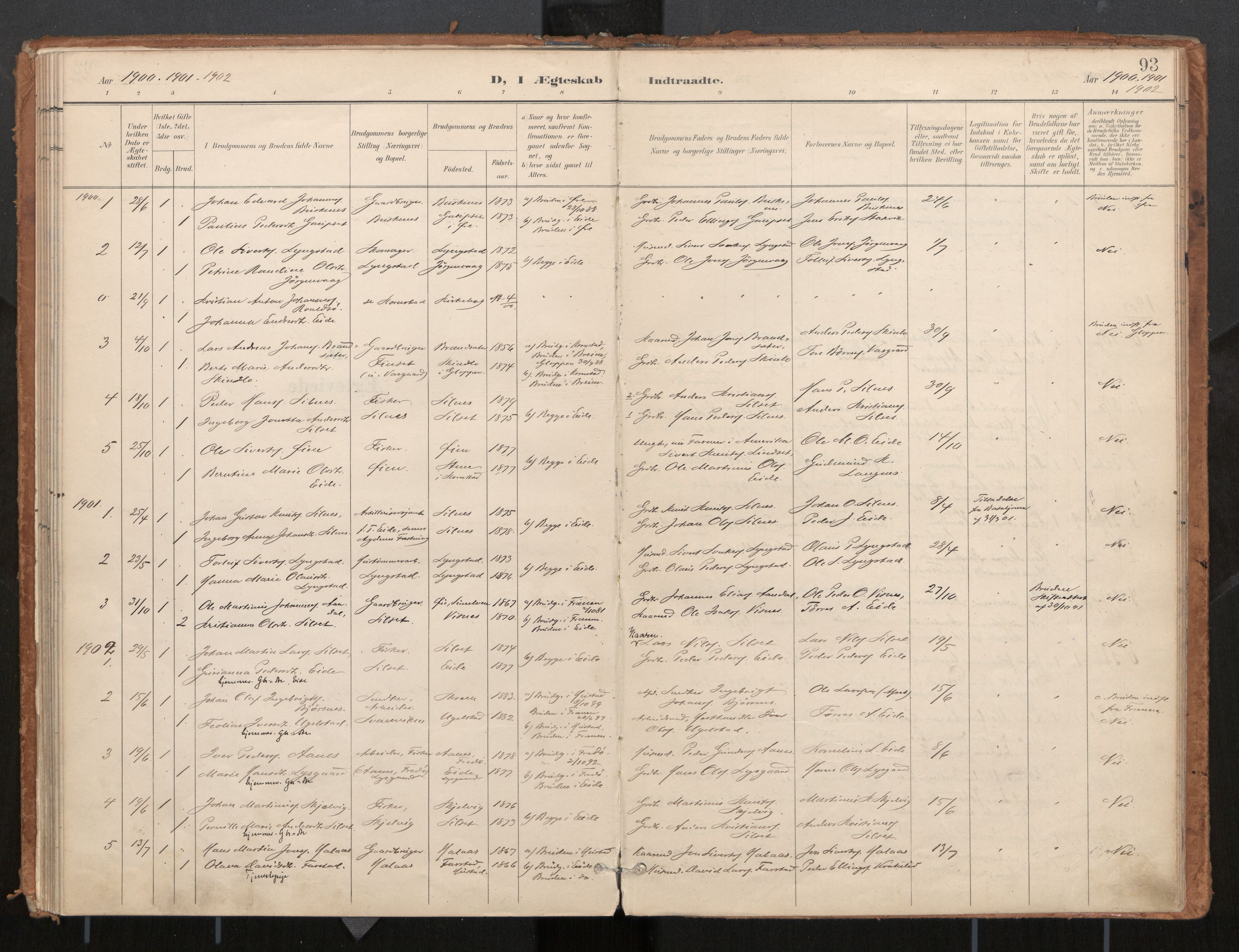 Ministerialprotokoller, klokkerbøker og fødselsregistre - Møre og Romsdal, SAT/A-1454/571/L0836a: Parish register (official) no. 571A02, 1898-1910, p. 93