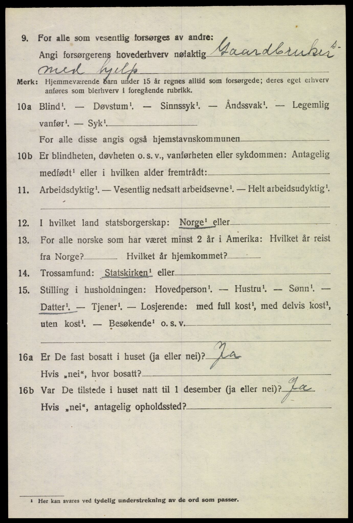 SAH, 1920 census for Snertingdal, 1920, p. 4866