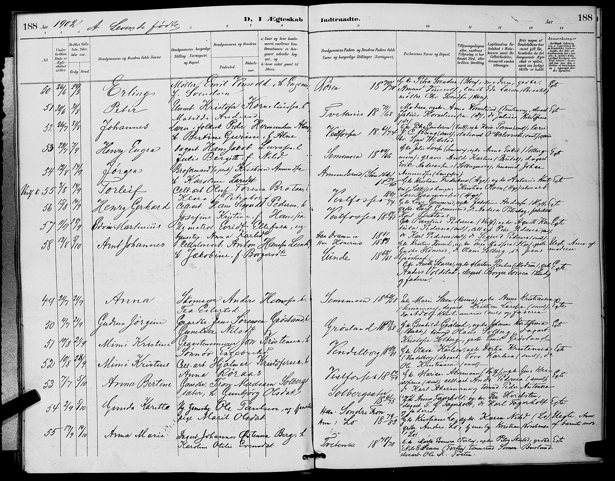 Eiker kirkebøker, AV/SAKO-A-4/G/Ga/L0007: Parish register (copy) no. I 7, 1893-1902, p. 188