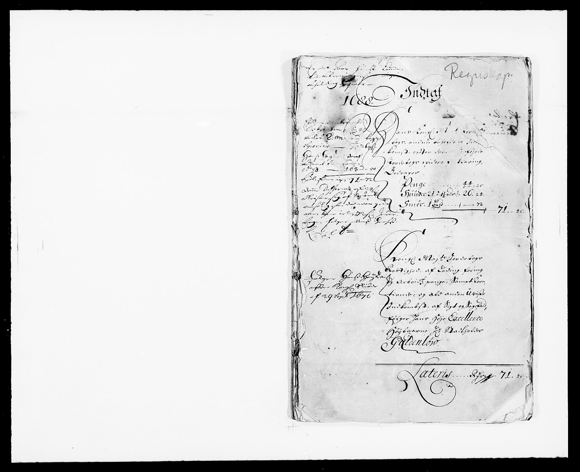 Rentekammeret inntil 1814, Reviderte regnskaper, Fogderegnskap, RA/EA-4092/R33/L1971: Fogderegnskap Larvik grevskap, 1688-1689, p. 1