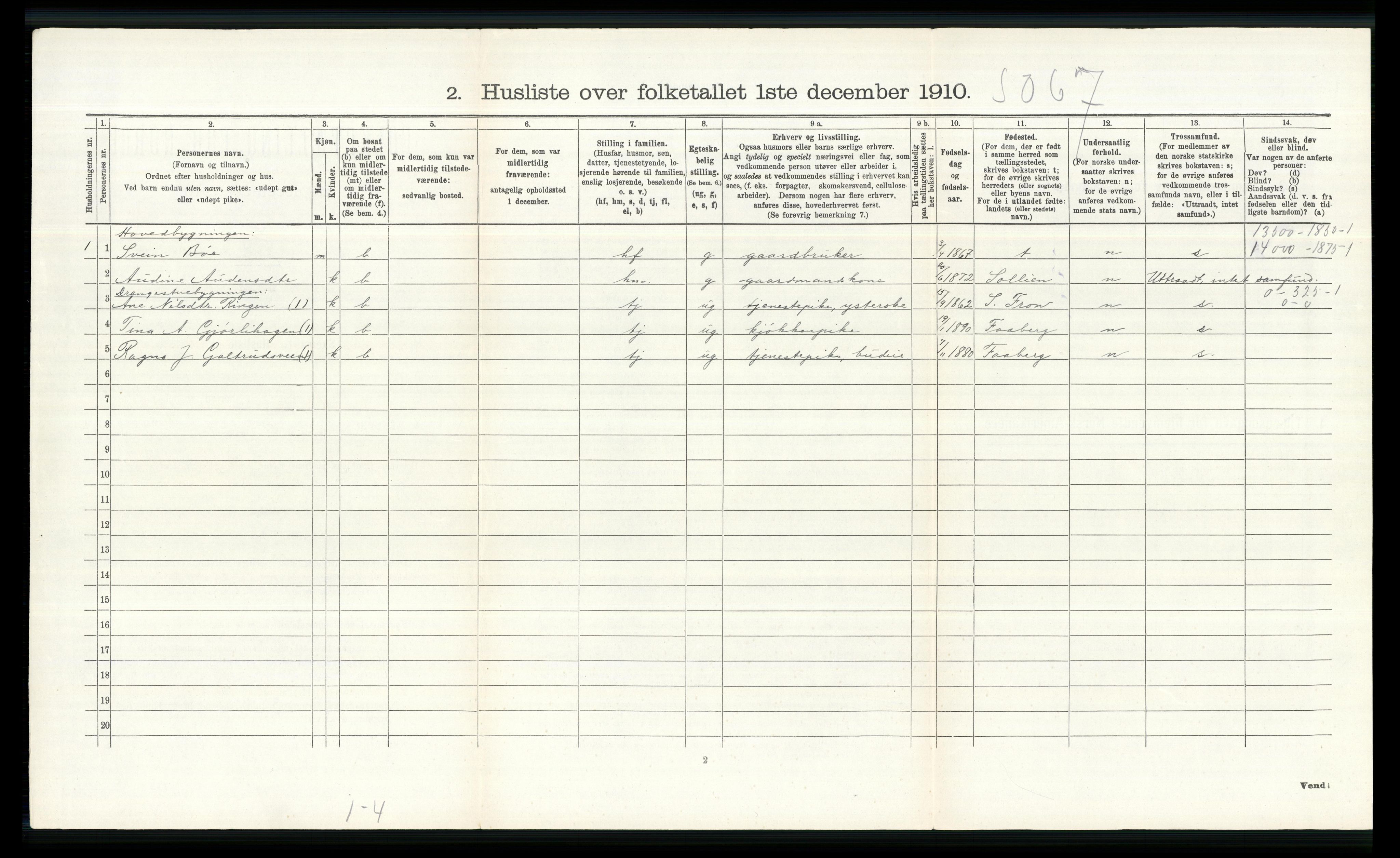 RA, 1910 census for Nord-Fron, 1910, p. 571