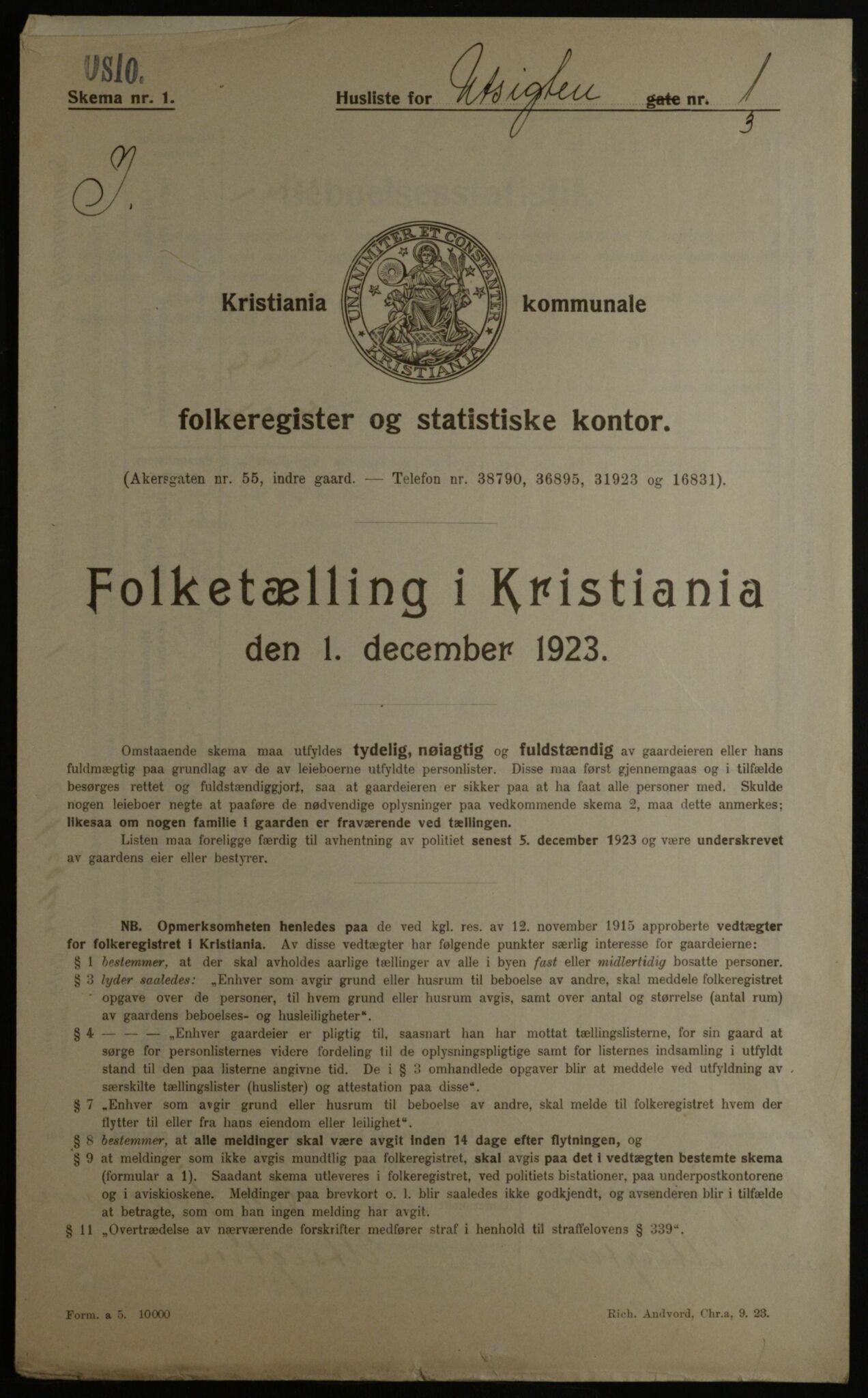 OBA, Municipal Census 1923 for Kristiania, 1923, p. 134075