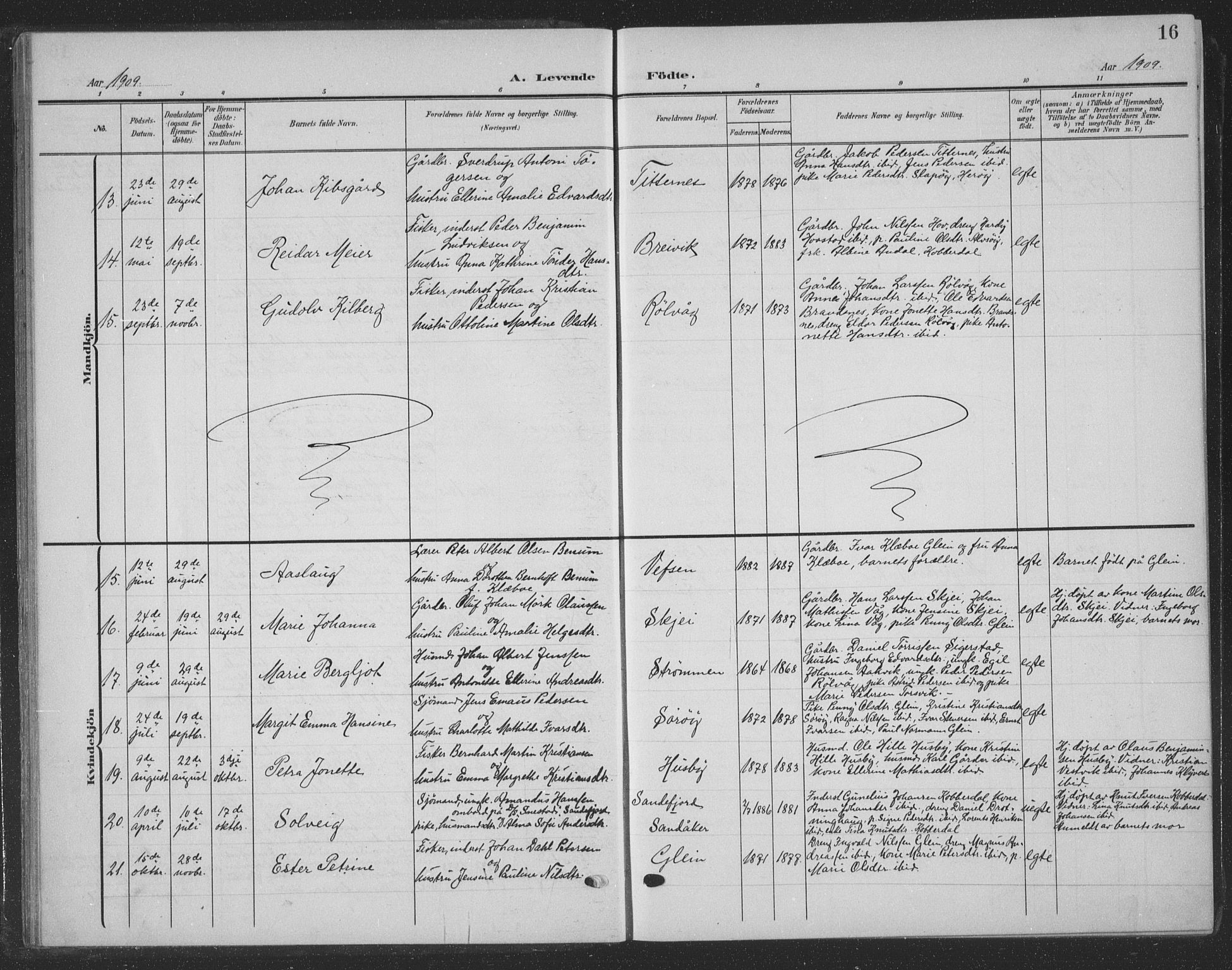 Ministerialprotokoller, klokkerbøker og fødselsregistre - Nordland, SAT/A-1459/835/L0533: Parish register (copy) no. 835C05, 1906-1939, p. 16