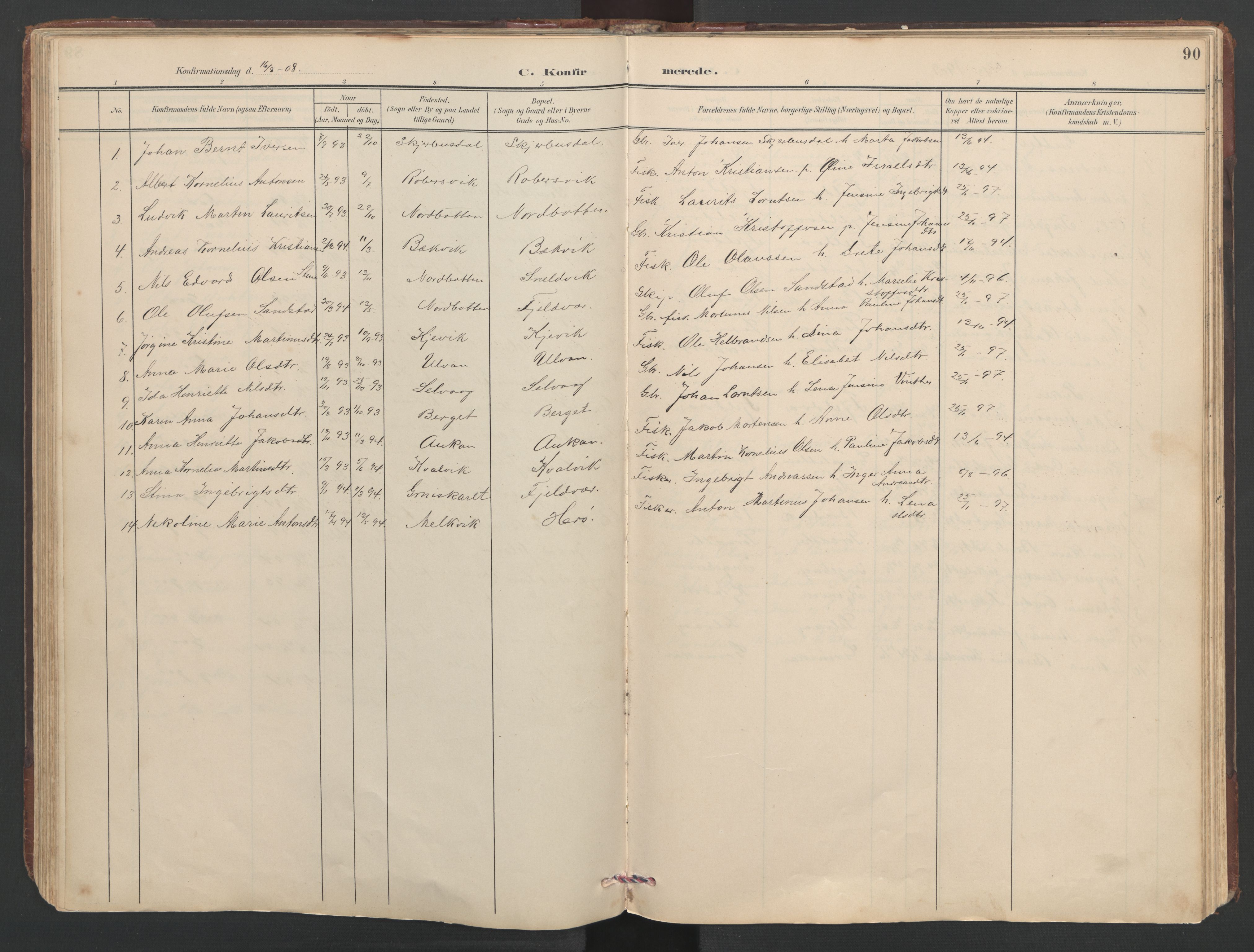 Ministerialprotokoller, klokkerbøker og fødselsregistre - Sør-Trøndelag, SAT/A-1456/638/L0571: Parish register (copy) no. 638C03, 1901-1930, p. 90