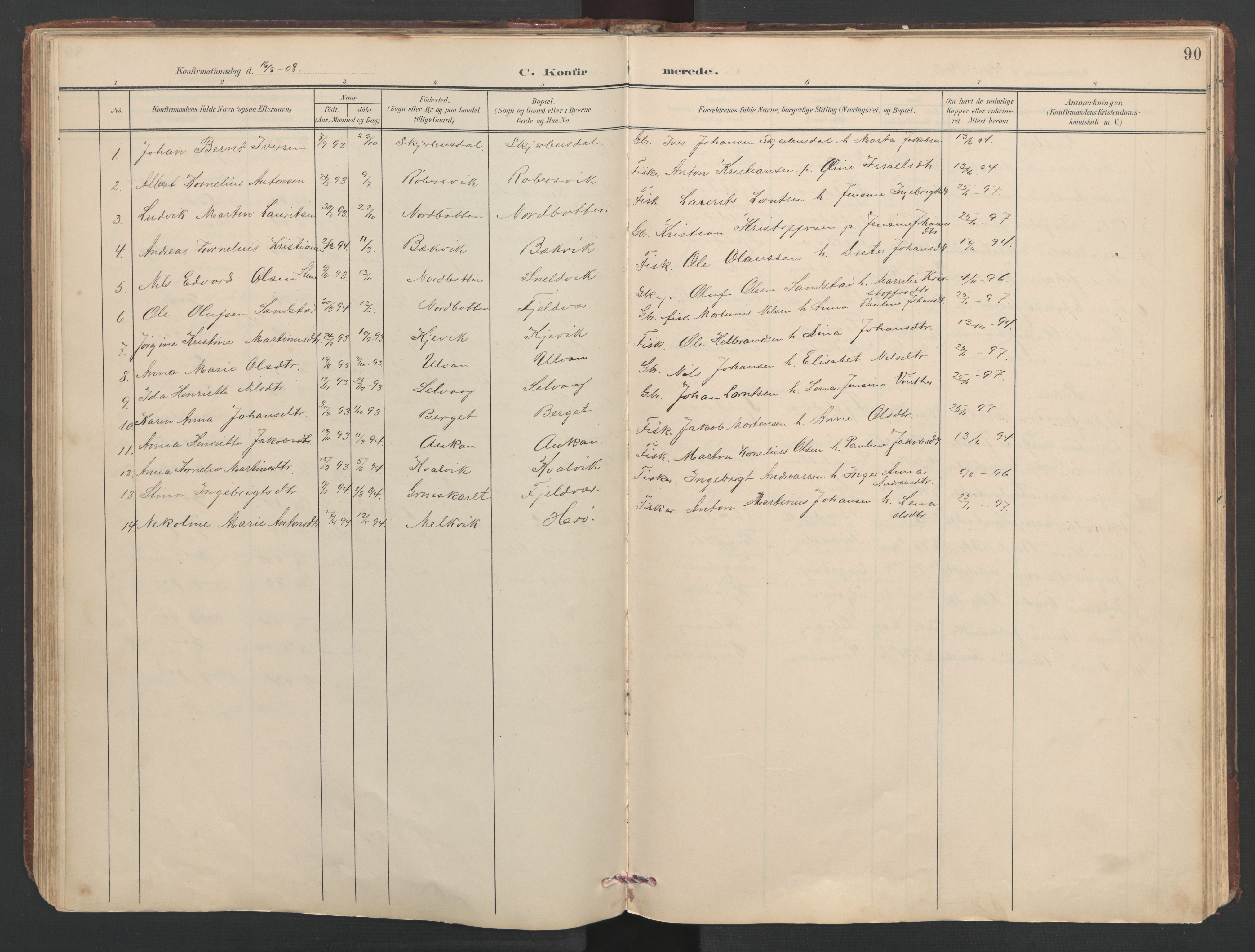 Ministerialprotokoller, klokkerbøker og fødselsregistre - Sør-Trøndelag, AV/SAT-A-1456/638/L0571: Parish register (copy) no. 638C03, 1901-1930, p. 90