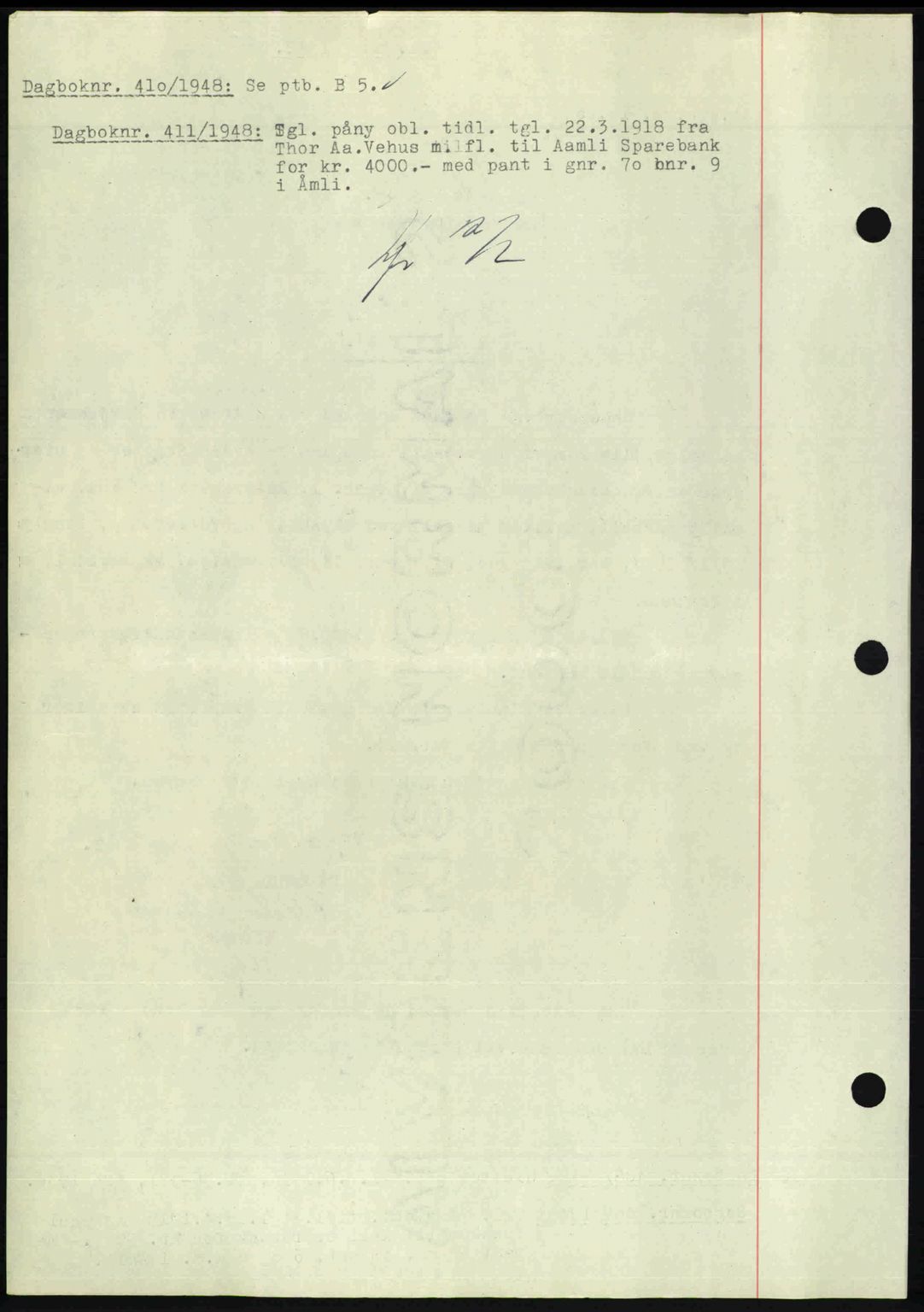 Nedenes sorenskriveri, SAK/1221-0006/G/Gb/Gba/L0059: Mortgage book no. A11, 1948-1948, Diary no: : 410/1948