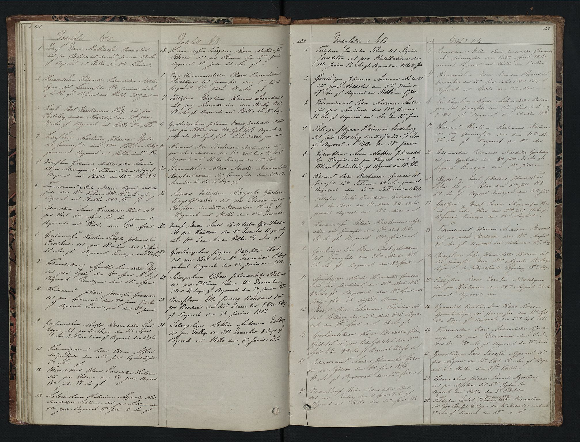 Vestre Toten prestekontor, SAH/PREST-108/H/Ha/Hab/L0007: Parish register (copy) no. 7, 1872-1900, p. 122-123