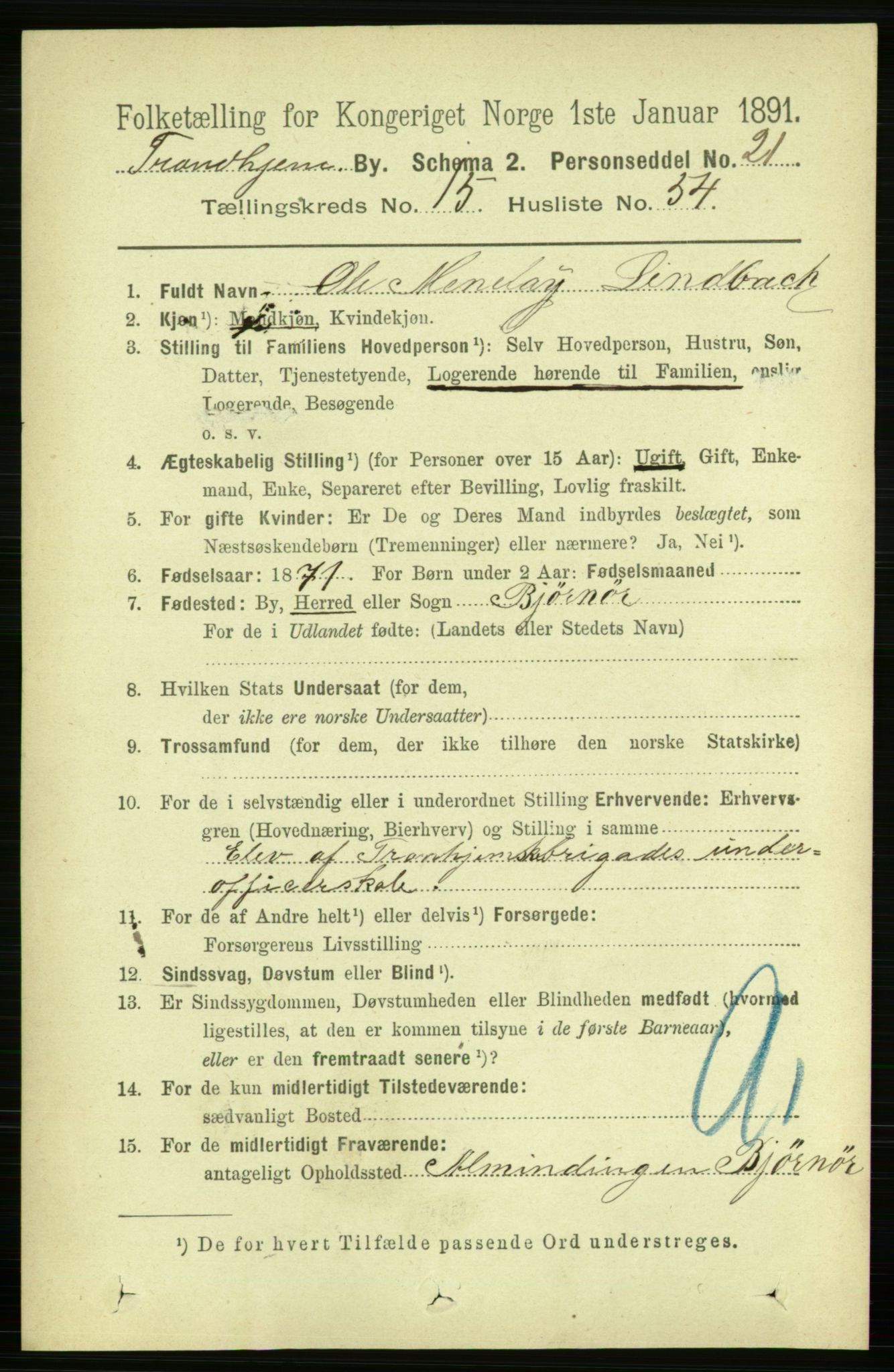 RA, 1891 census for 1601 Trondheim, 1891, p. 12312