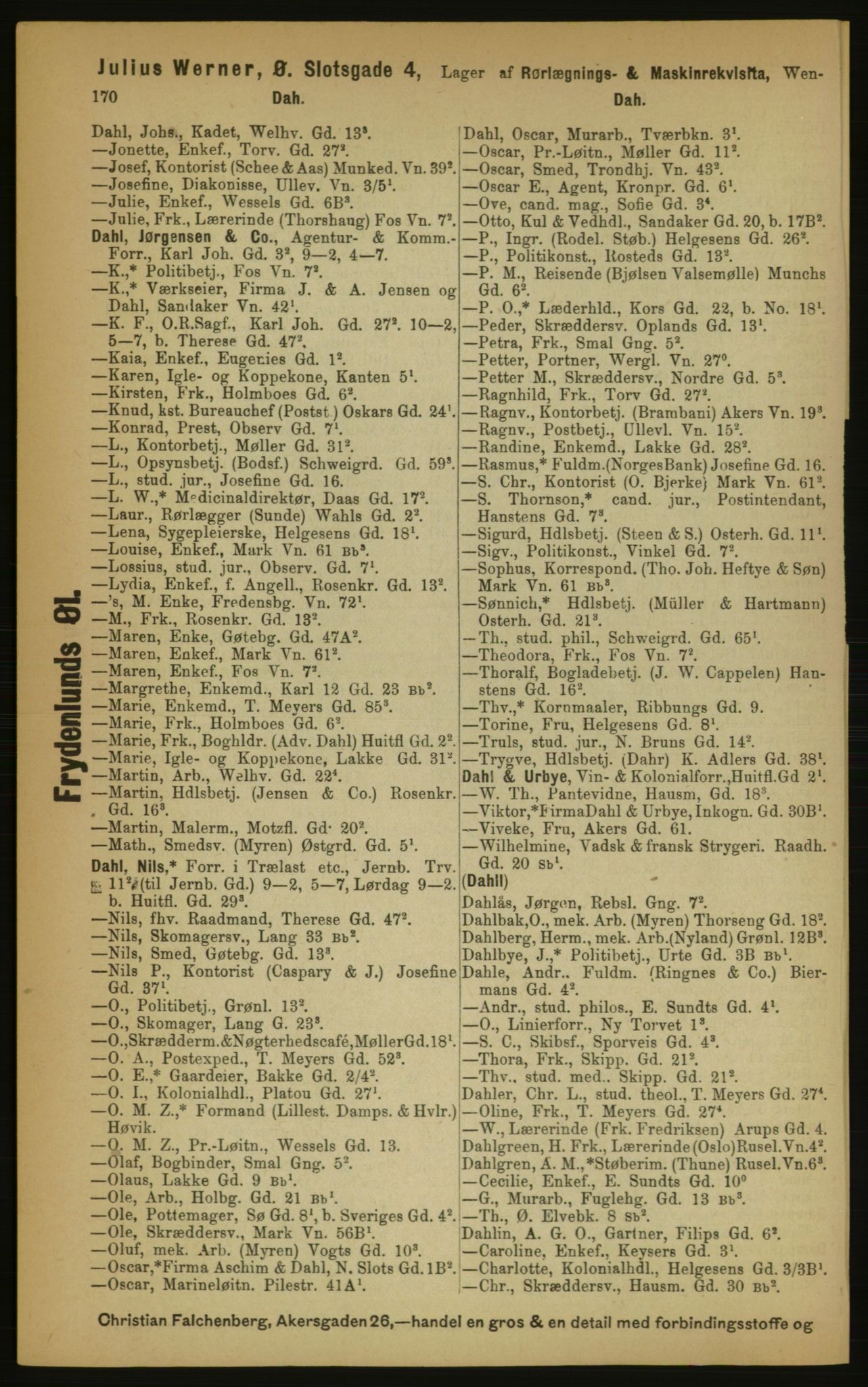 Kristiania/Oslo adressebok, PUBL/-, 1891, p. 170