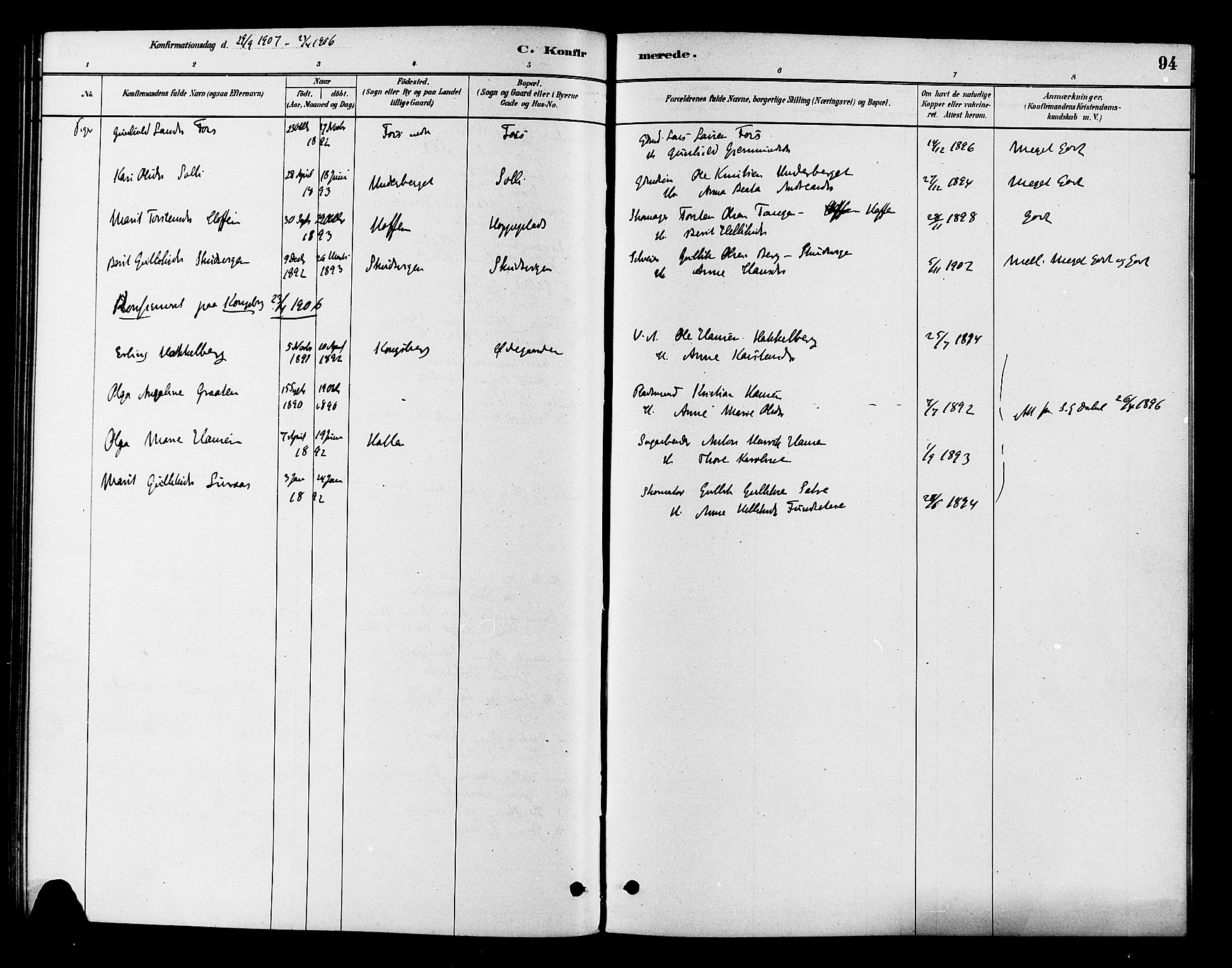 Flesberg kirkebøker, AV/SAKO-A-18/F/Fb/L0001: Parish register (official) no. II 1, 1879-1907, p. 94