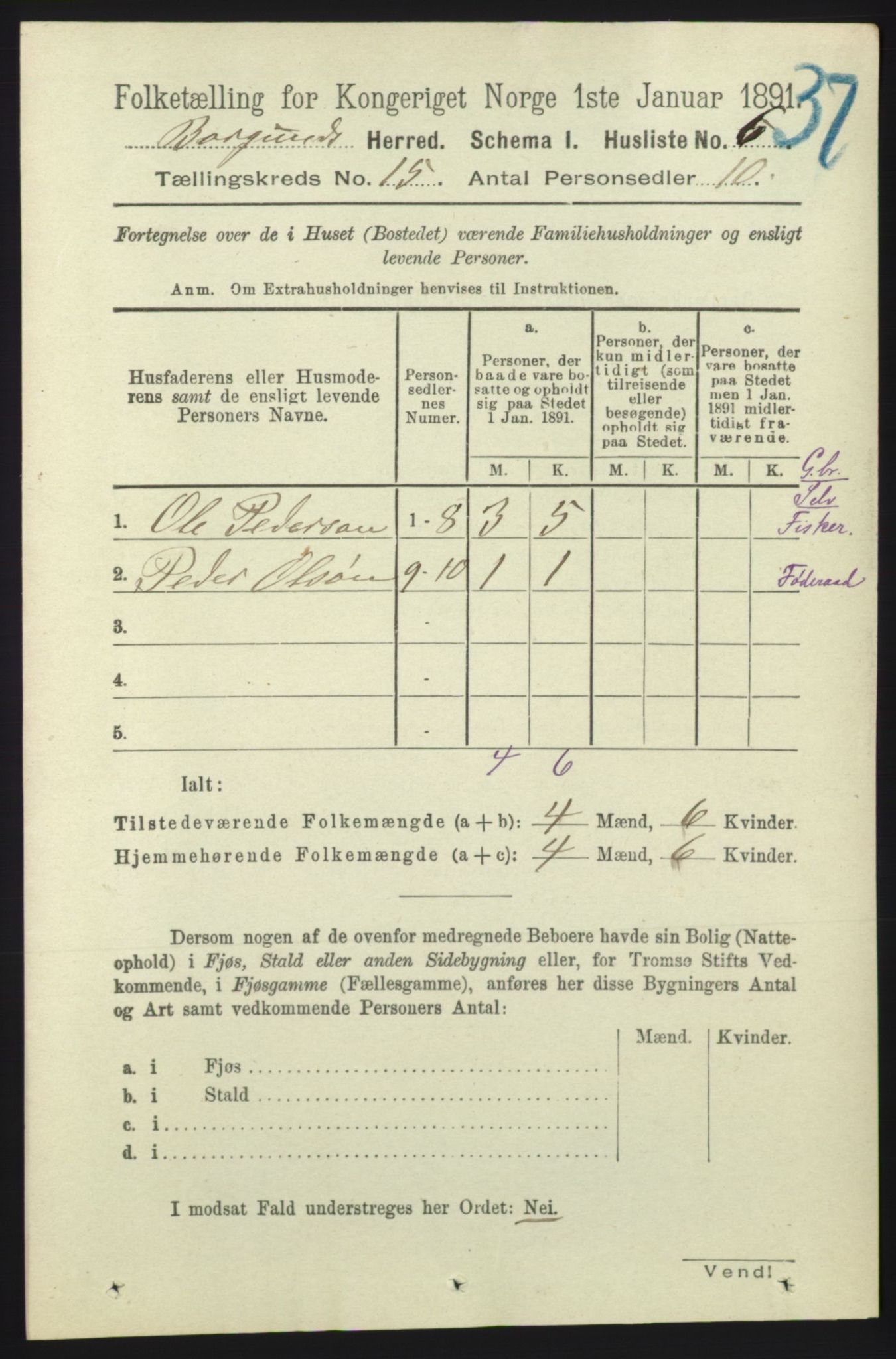 RA, 1891 census for 1531 Borgund, 1891, p. 4446