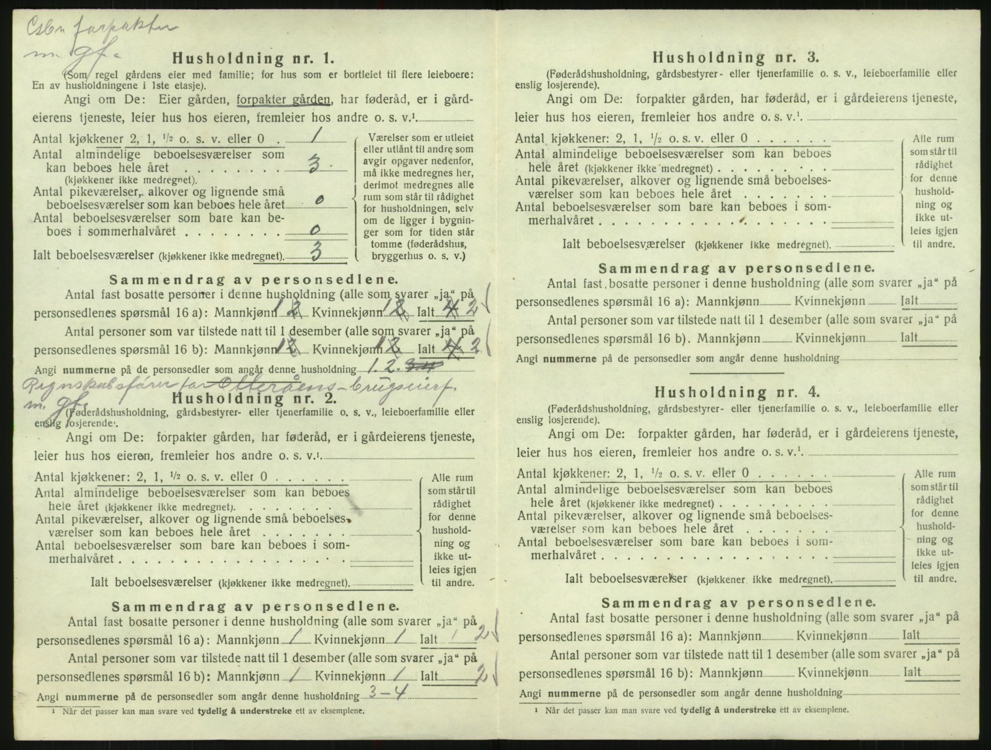 SAK, 1920 census for Bykle, 1920, p. 198