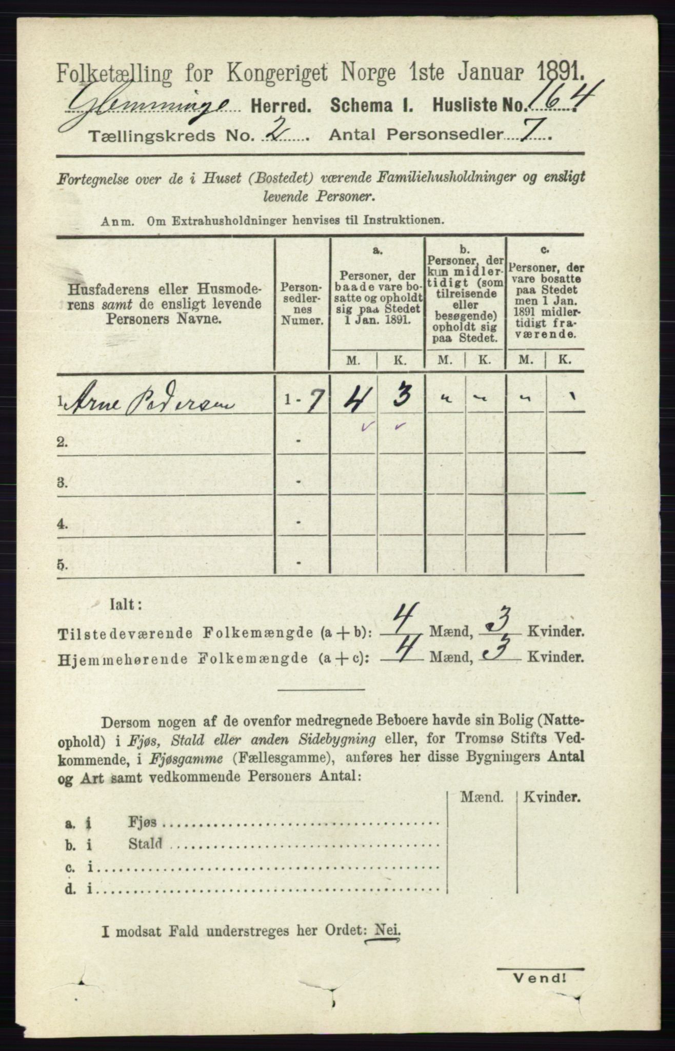 RA, 1891 census for 0132 Glemmen, 1891, p. 582