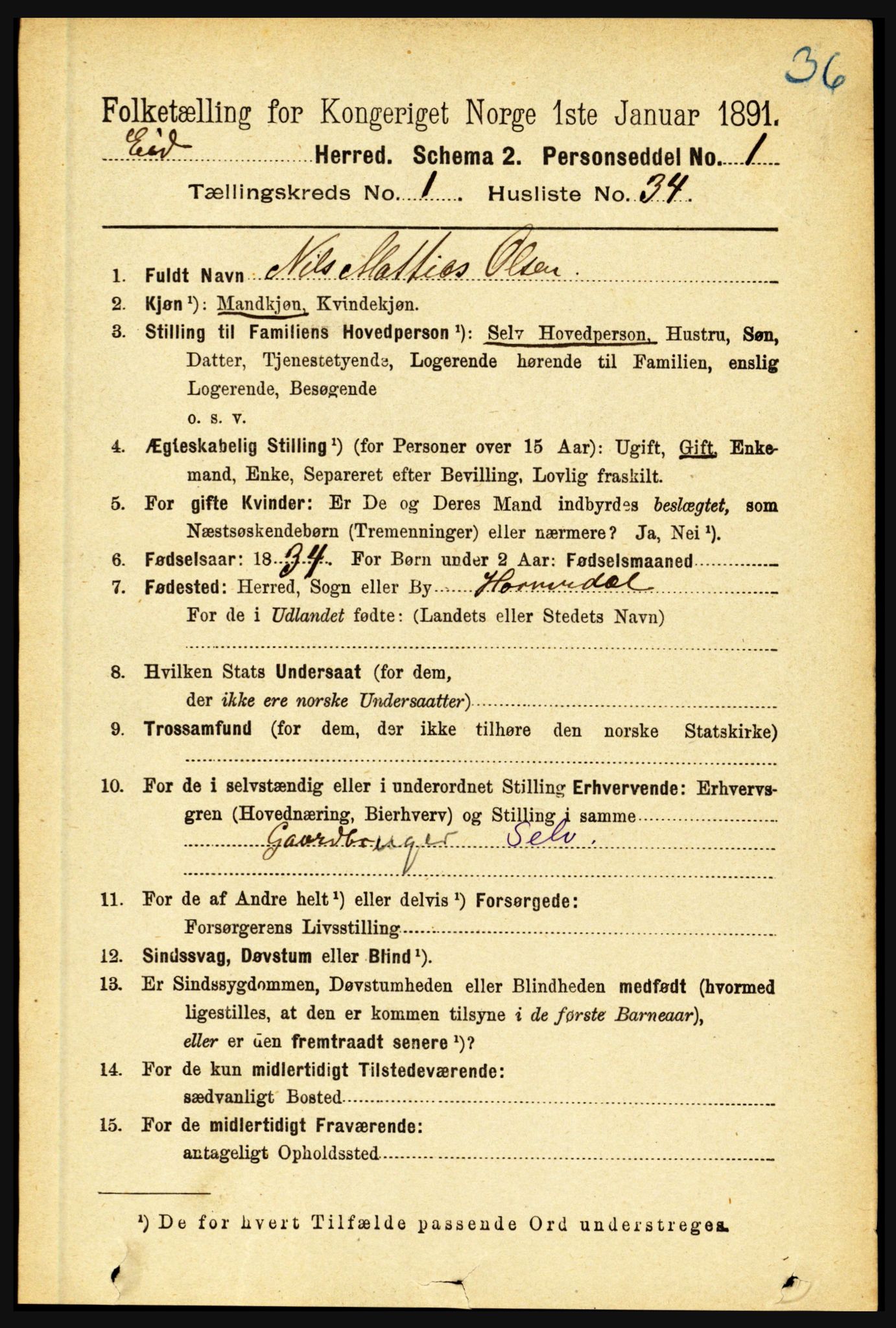 RA, 1891 census for 1443 Eid, 1891, p. 268