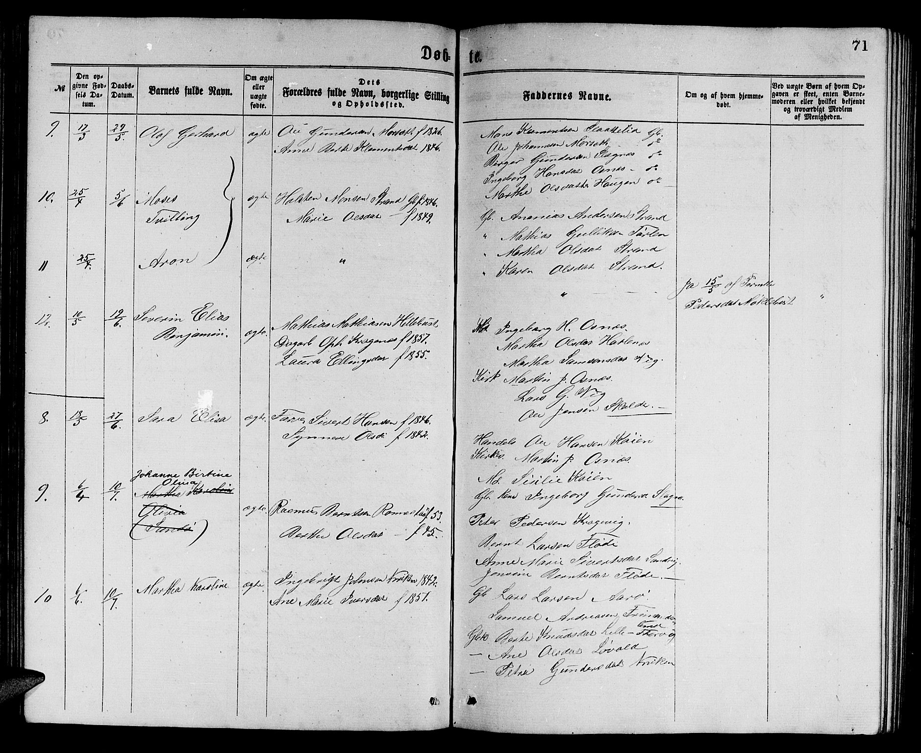 Ministerialprotokoller, klokkerbøker og fødselsregistre - Møre og Romsdal, SAT/A-1454/501/L0016: Parish register (copy) no. 501C02, 1868-1884, p. 71