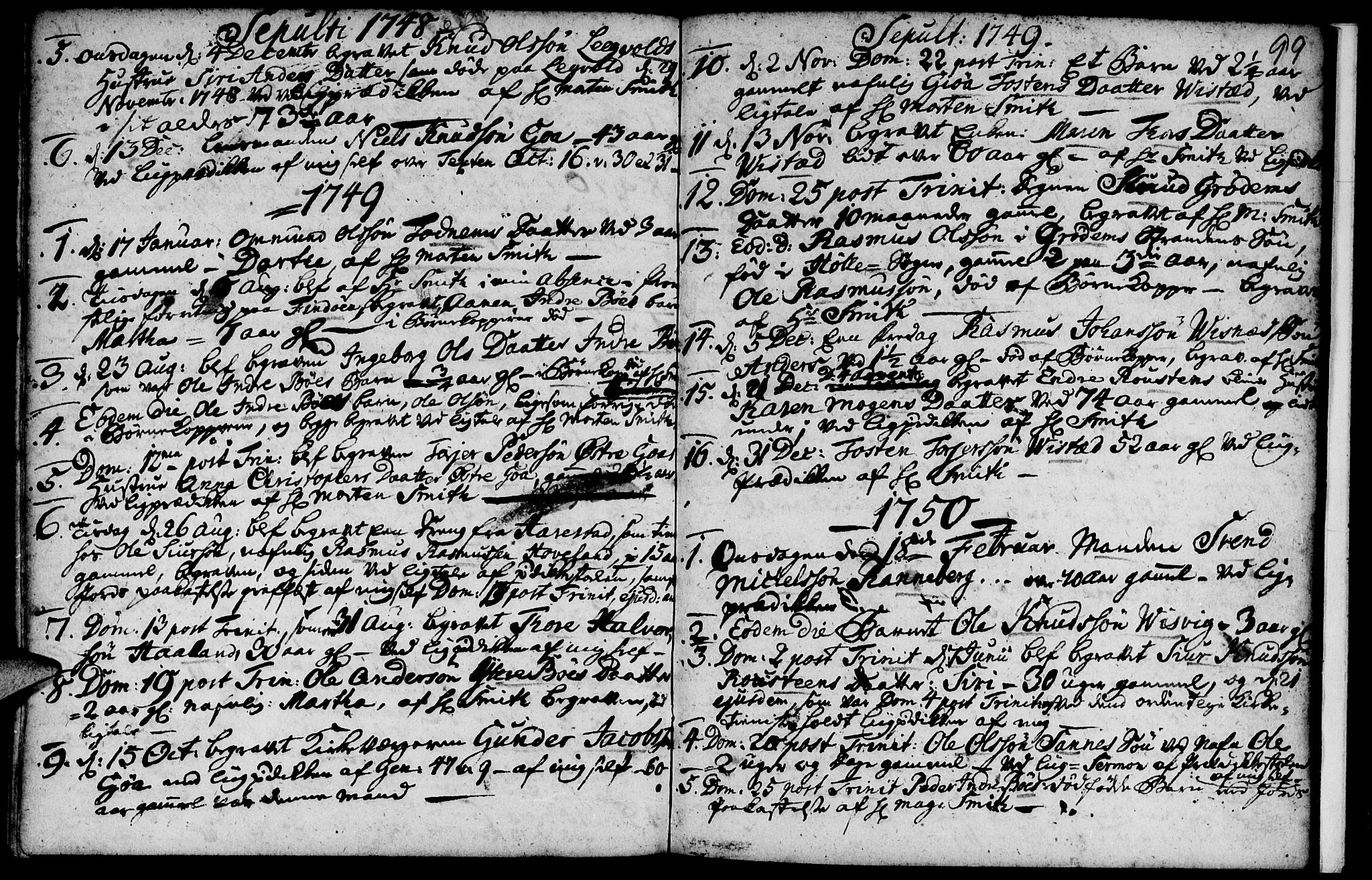 Domkirken sokneprestkontor, SAST/A-101812/001/30/30BA/L0003: Parish register (official) no. A 3 /2, 1738-1760, p. 99