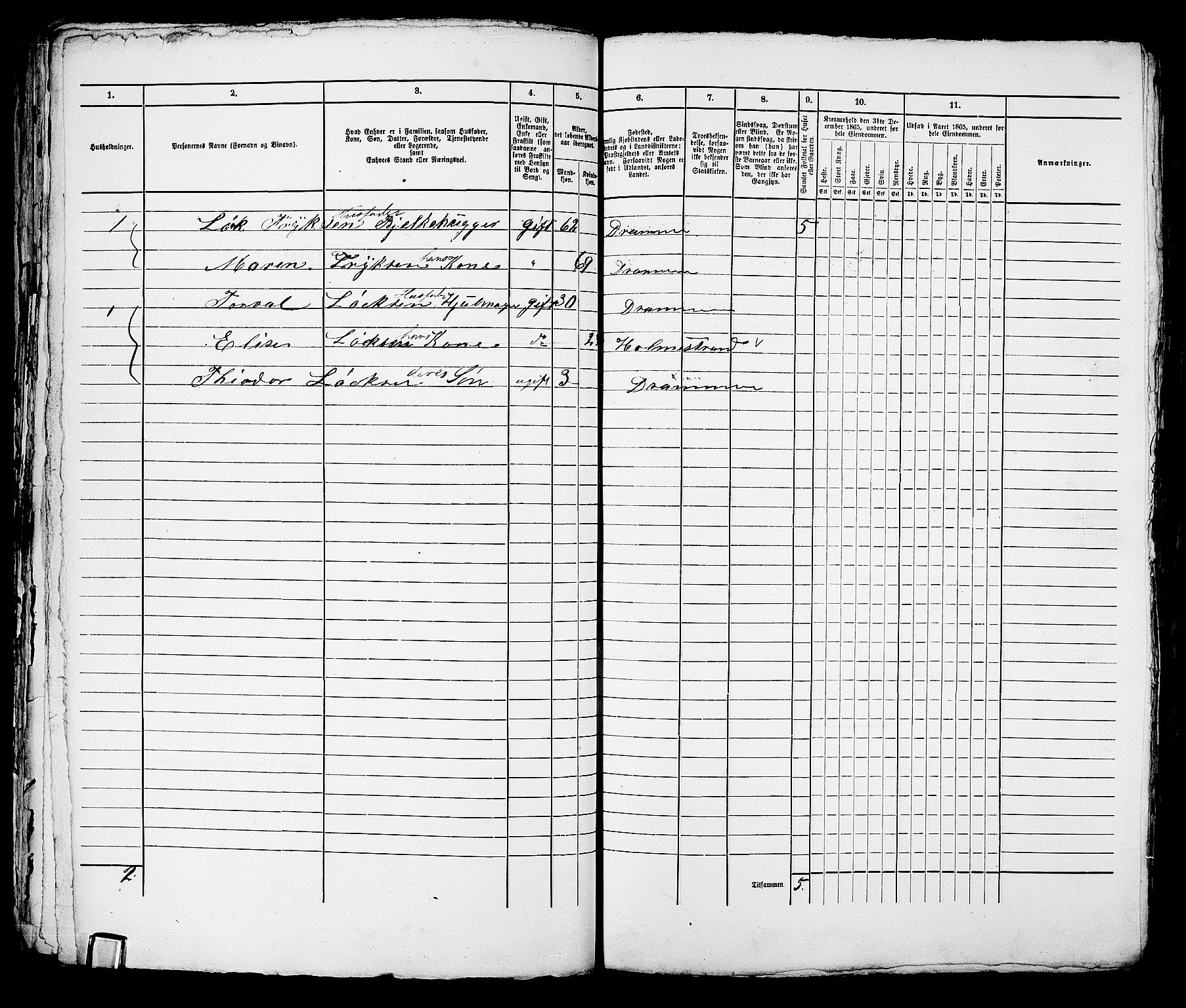 RA, 1865 census for Bragernes in Drammen, 1865, p. 752