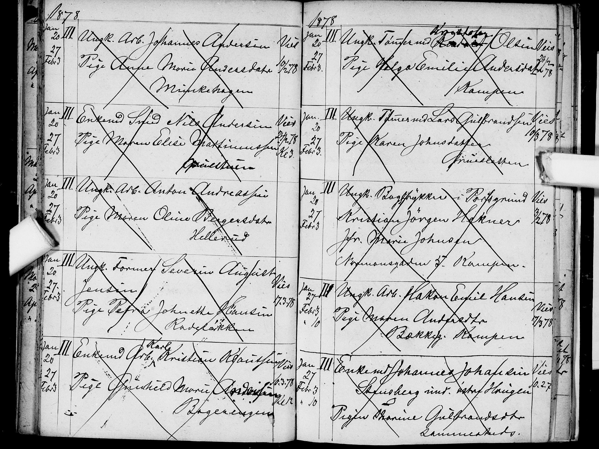 Østre Aker prestekontor Kirkebøker, SAO/A-10840/H/Ha/L0003: Banns register no. I 3, 1873-1878