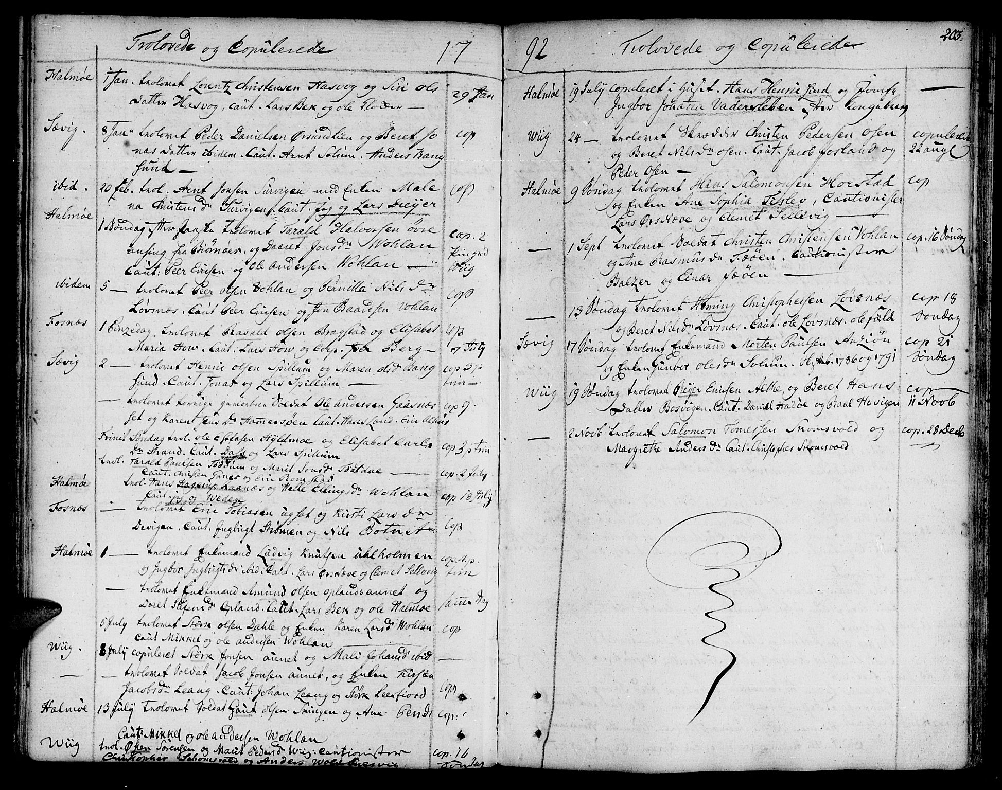 Ministerialprotokoller, klokkerbøker og fødselsregistre - Nord-Trøndelag, SAT/A-1458/773/L0608: Parish register (official) no. 773A02, 1784-1816, p. 203