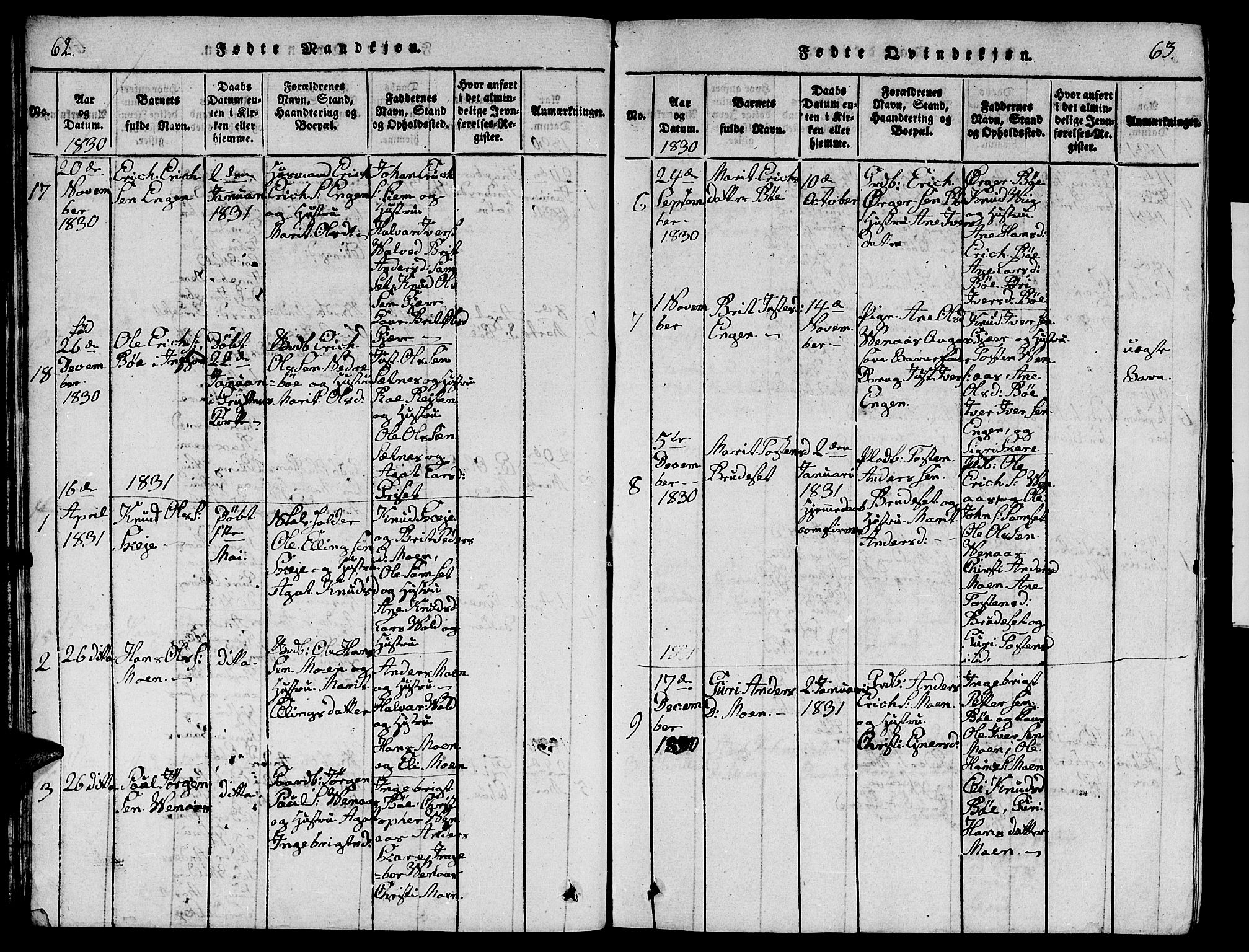 Ministerialprotokoller, klokkerbøker og fødselsregistre - Møre og Romsdal, SAT/A-1454/543/L0563: Parish register (copy) no. 543C01, 1818-1836, p. 62-63