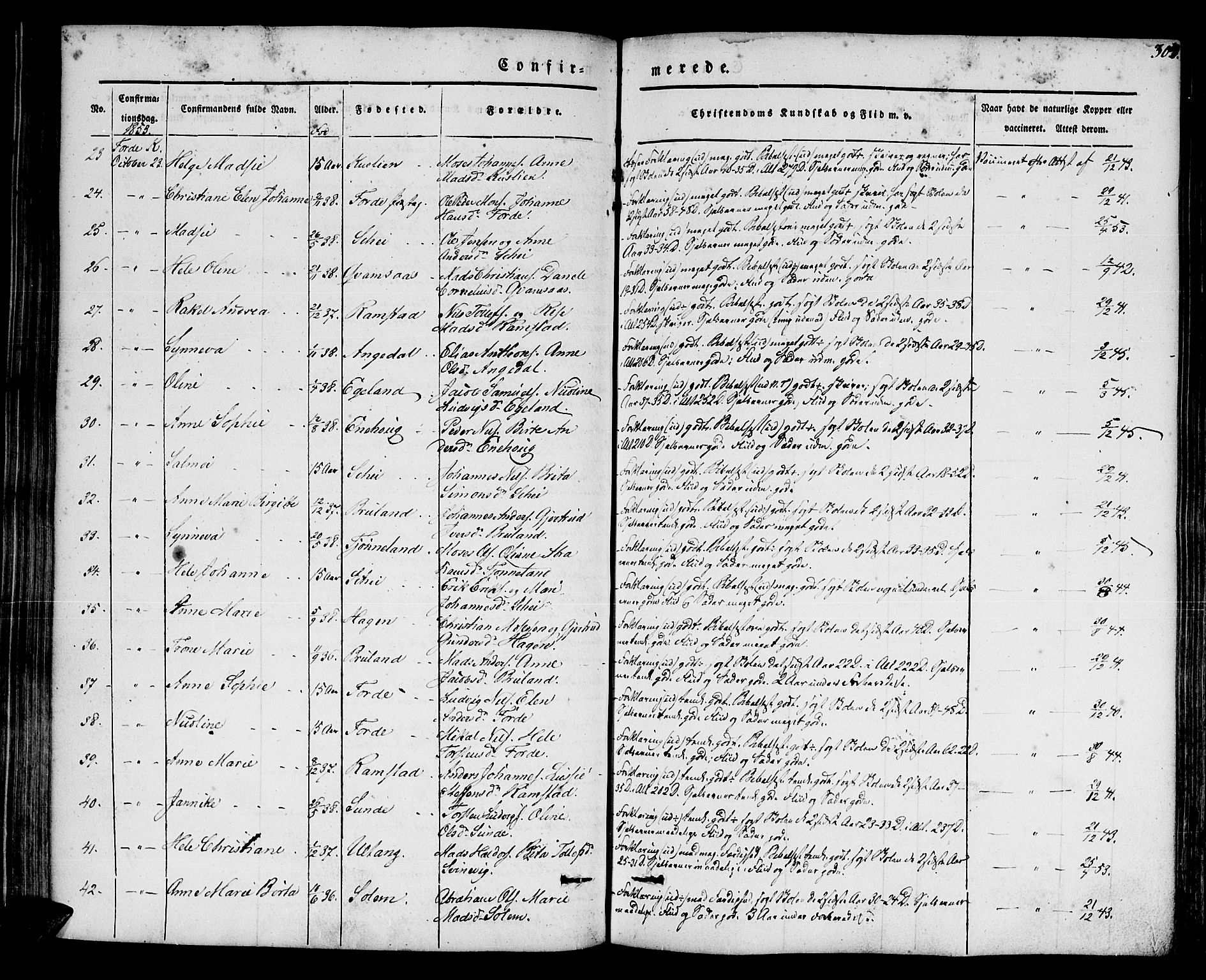 Førde sokneprestembete, SAB/A-79901/H/Haa/Haaa/L0007: Parish register (official) no. A 7, 1843-1860, p. 304