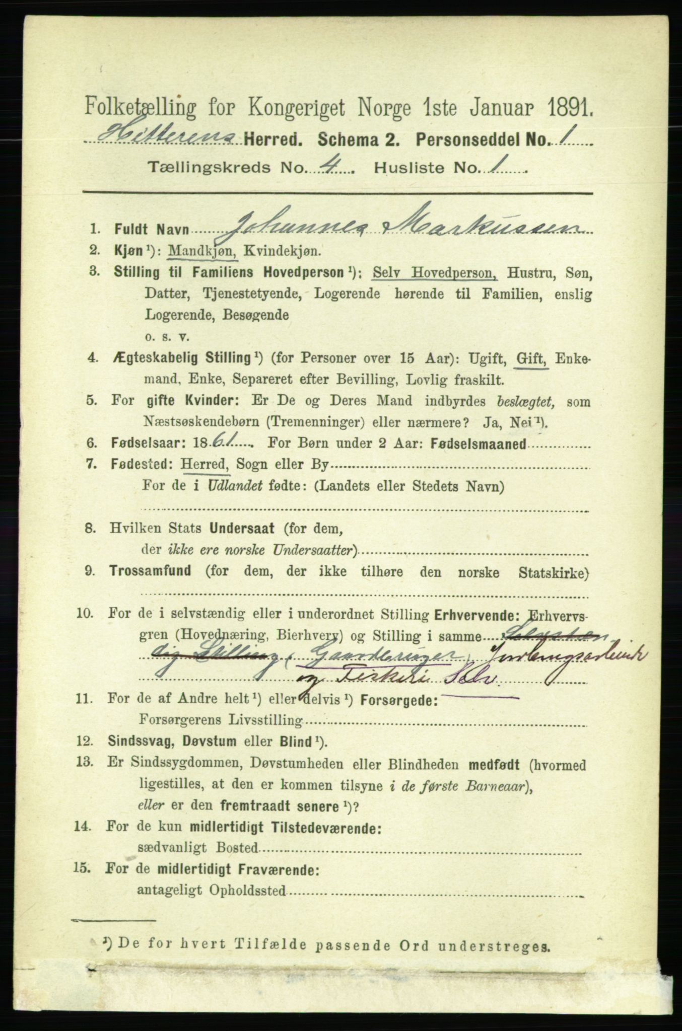 RA, 1891 census for 1617 Hitra, 1891, p. 738