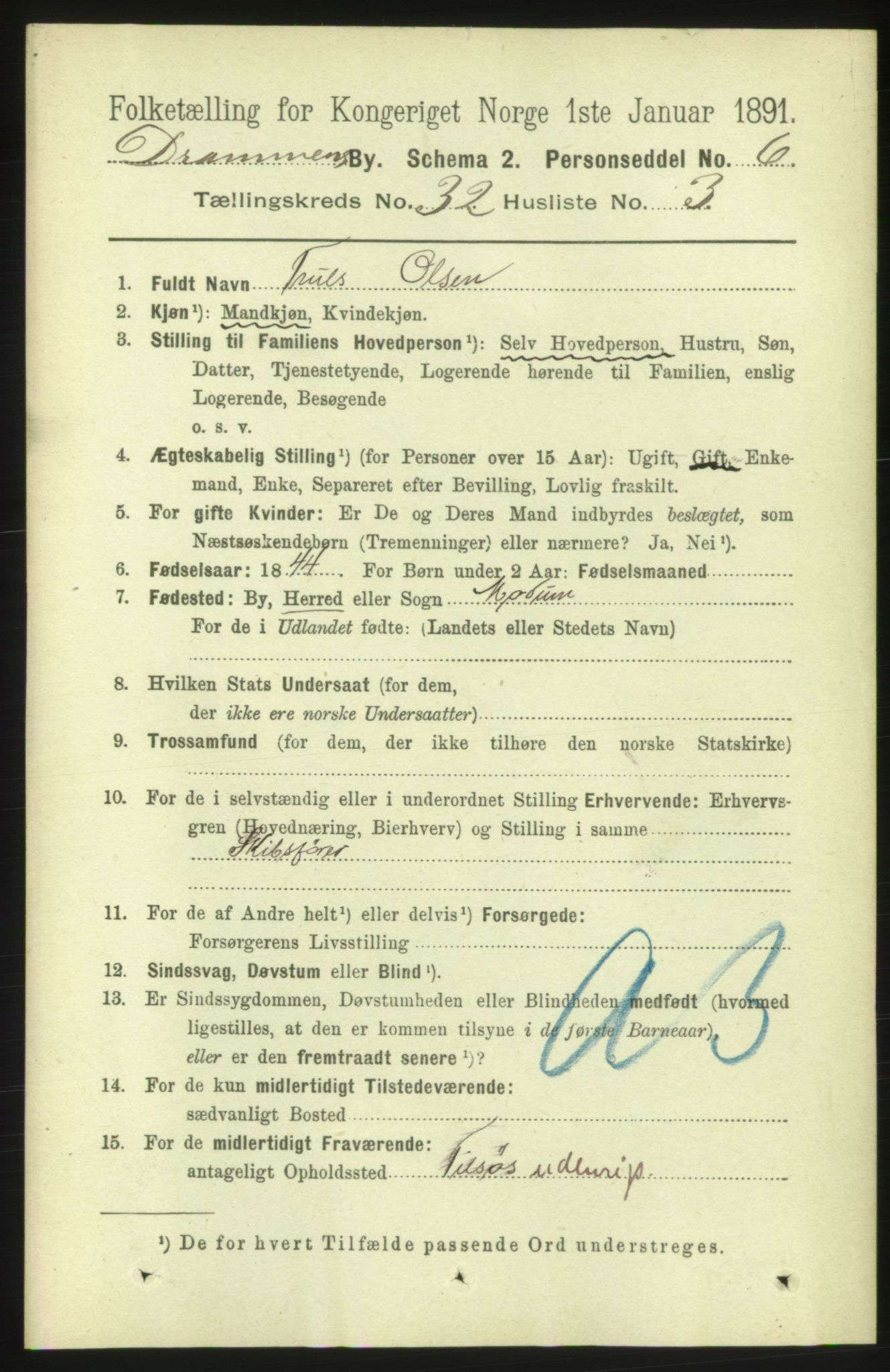 RA, 1891 census for 0602 Drammen, 1891, p. 19292