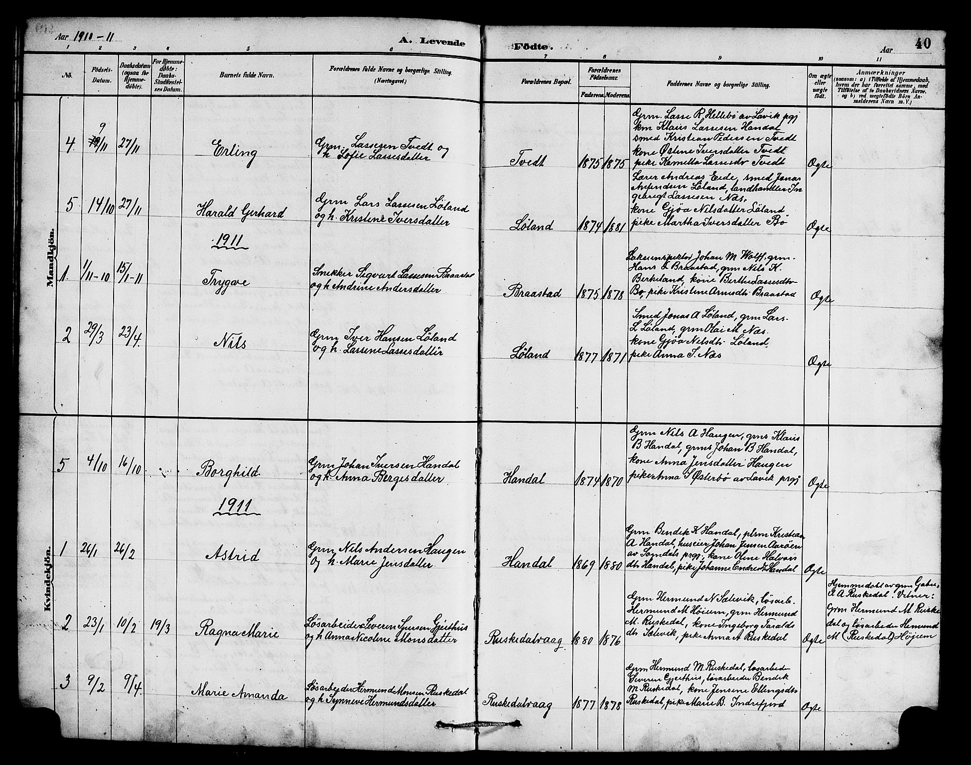 Hyllestad sokneprestembete, AV/SAB-A-80401: Parish register (copy) no. B 2, 1889-1915, p. 40