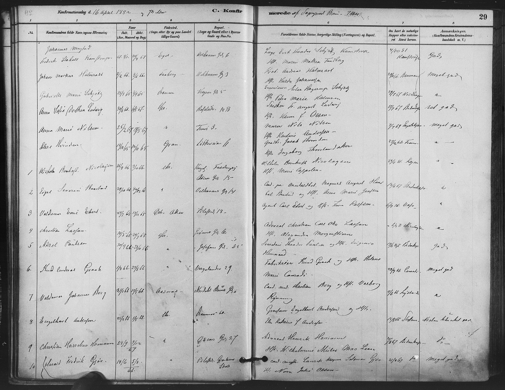 Trefoldighet prestekontor Kirkebøker, AV/SAO-A-10882/F/Fb/L0003: Parish register (official) no. II 3, 1881-1895, p. 29