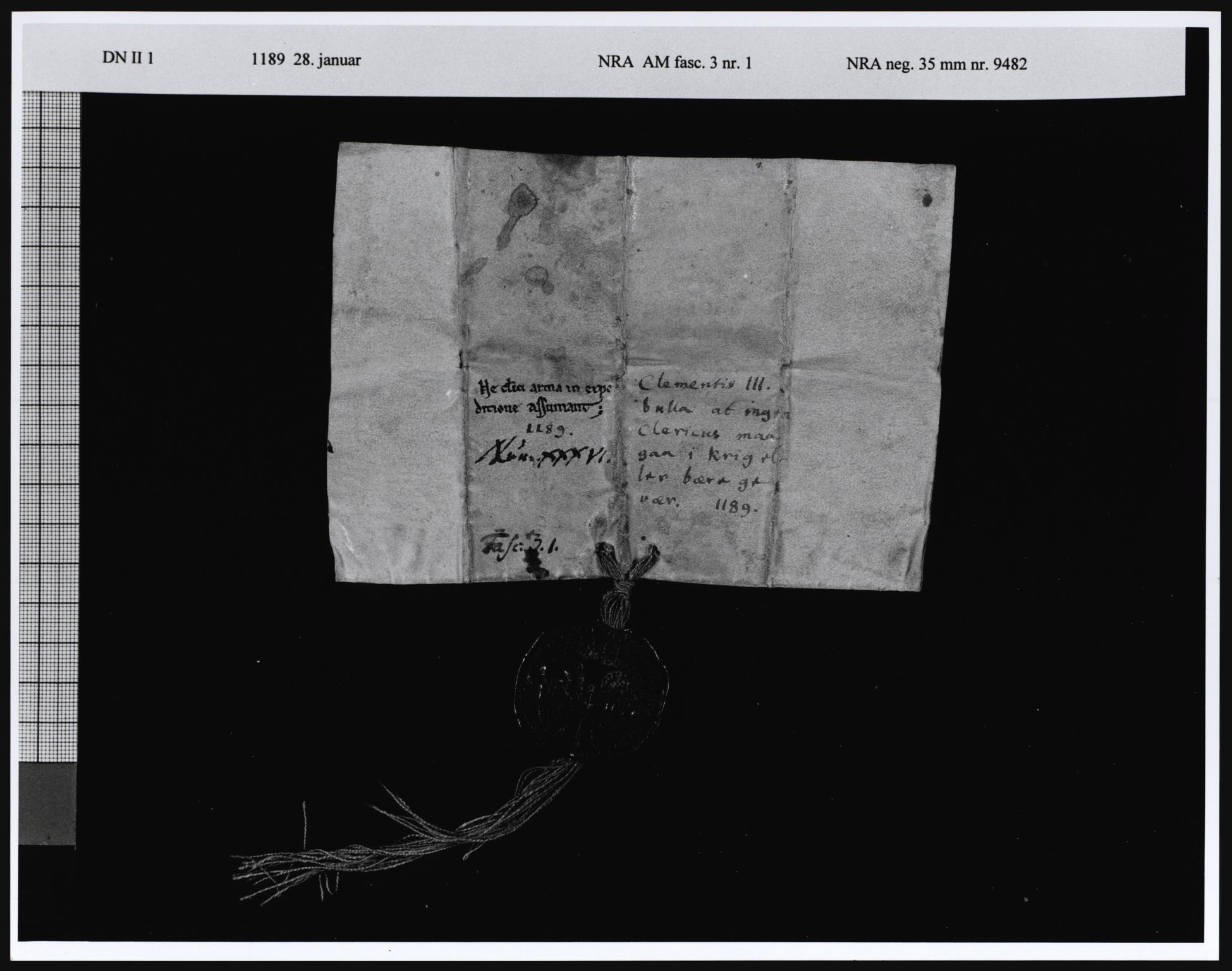 Riksarkivets diplomsamling, AV/RA-EA-5965/F05/L0010: NRA AM fasc. 3 nr. 1, 1189, p. 6