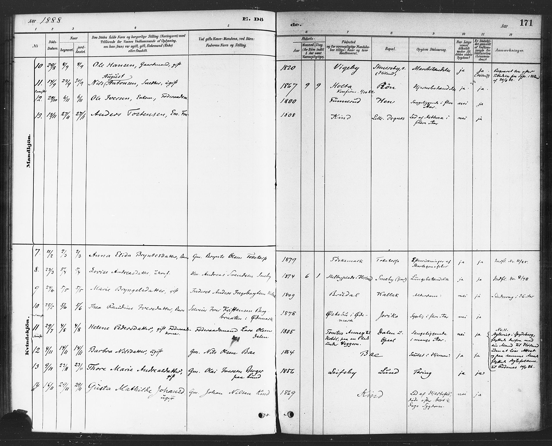 Rødenes prestekontor Kirkebøker, AV/SAO-A-2005/F/Fa/L0009: Parish register (official) no. I 9, 1880-1889, p. 171