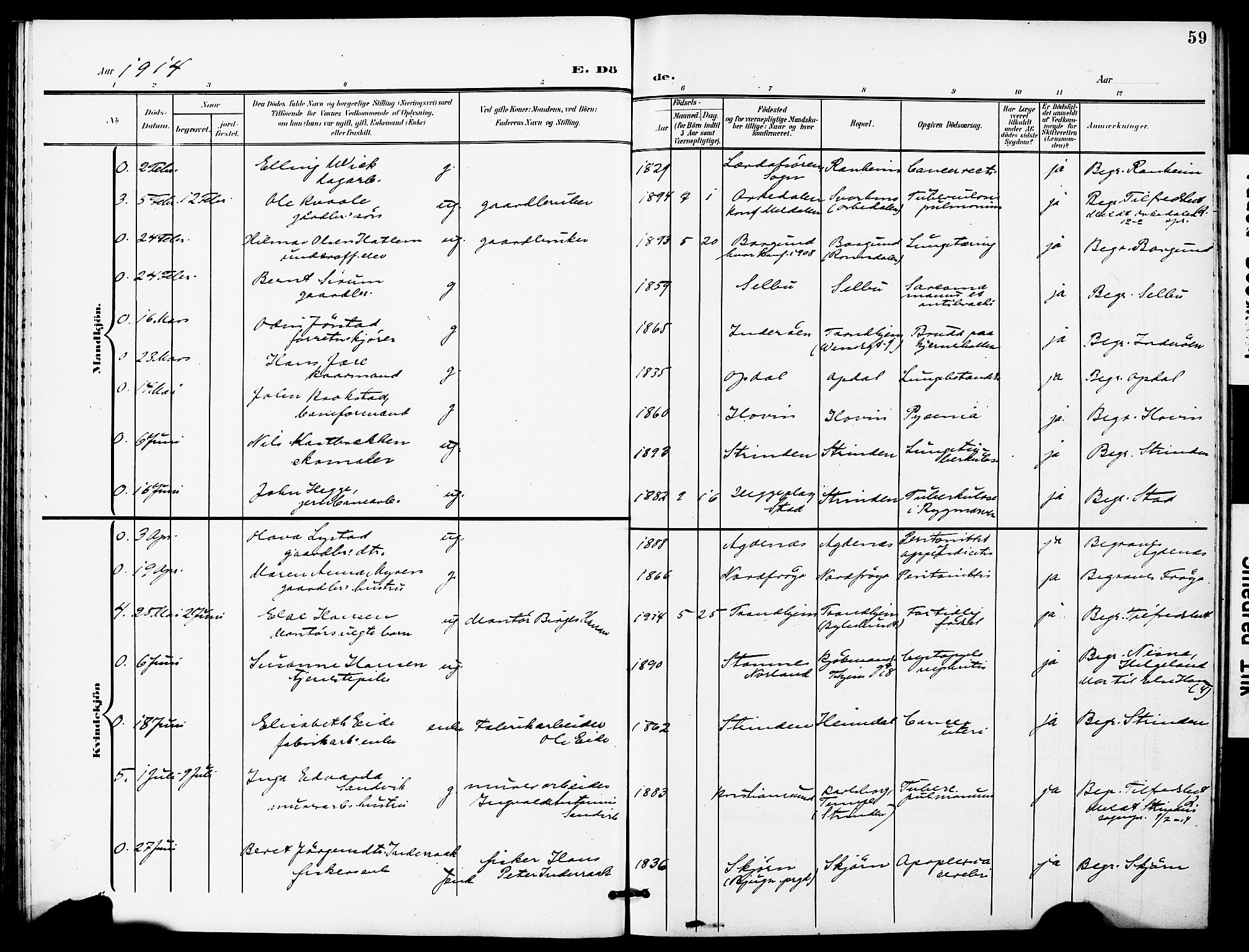 Ministerialprotokoller, klokkerbøker og fødselsregistre - Sør-Trøndelag, SAT/A-1456/628/L0483: Parish register (official) no. 628A01, 1902-1920, p. 59