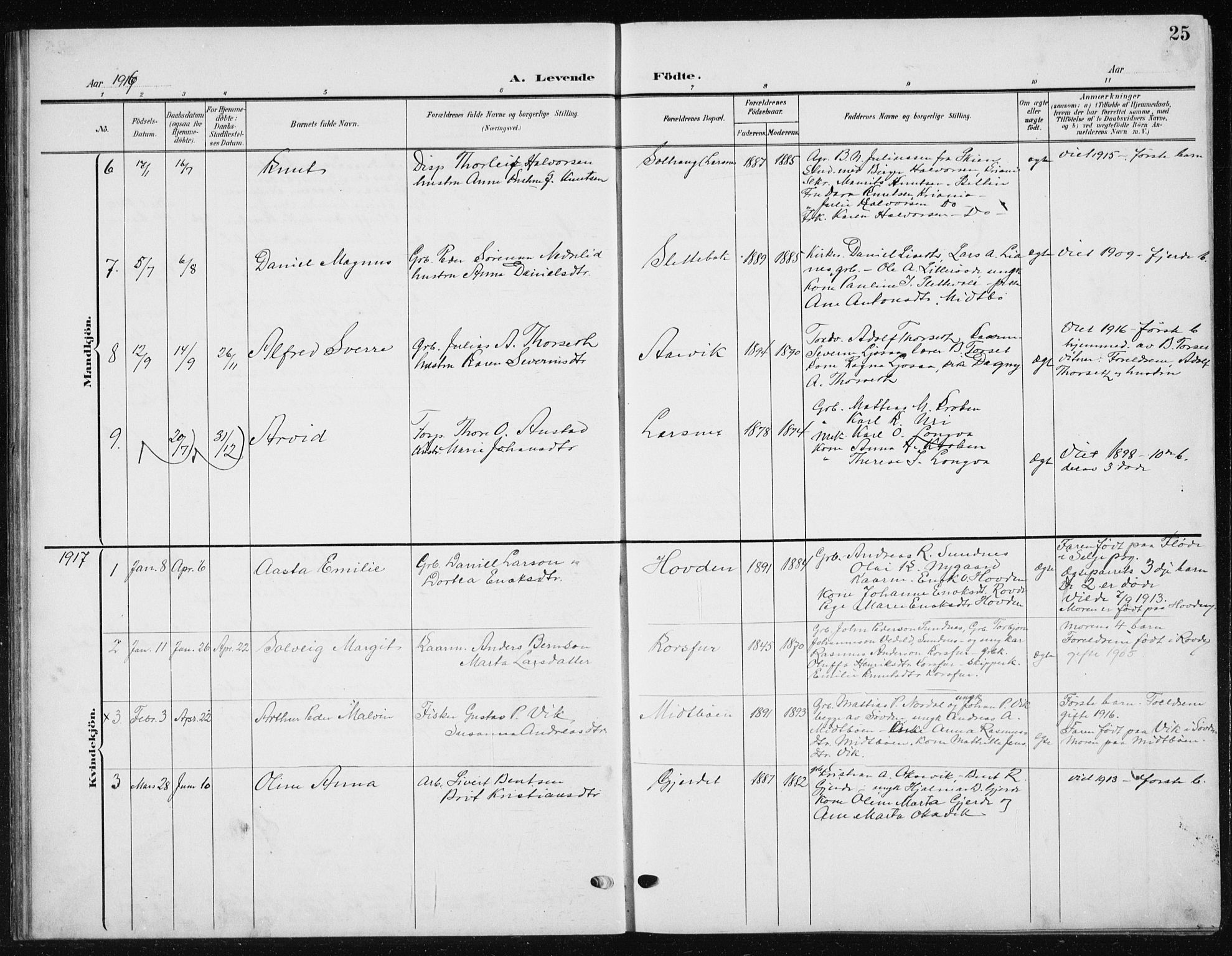 Ministerialprotokoller, klokkerbøker og fødselsregistre - Møre og Romsdal, AV/SAT-A-1454/504/L0061: Parish register (copy) no. 504C03, 1902-1940, p. 25