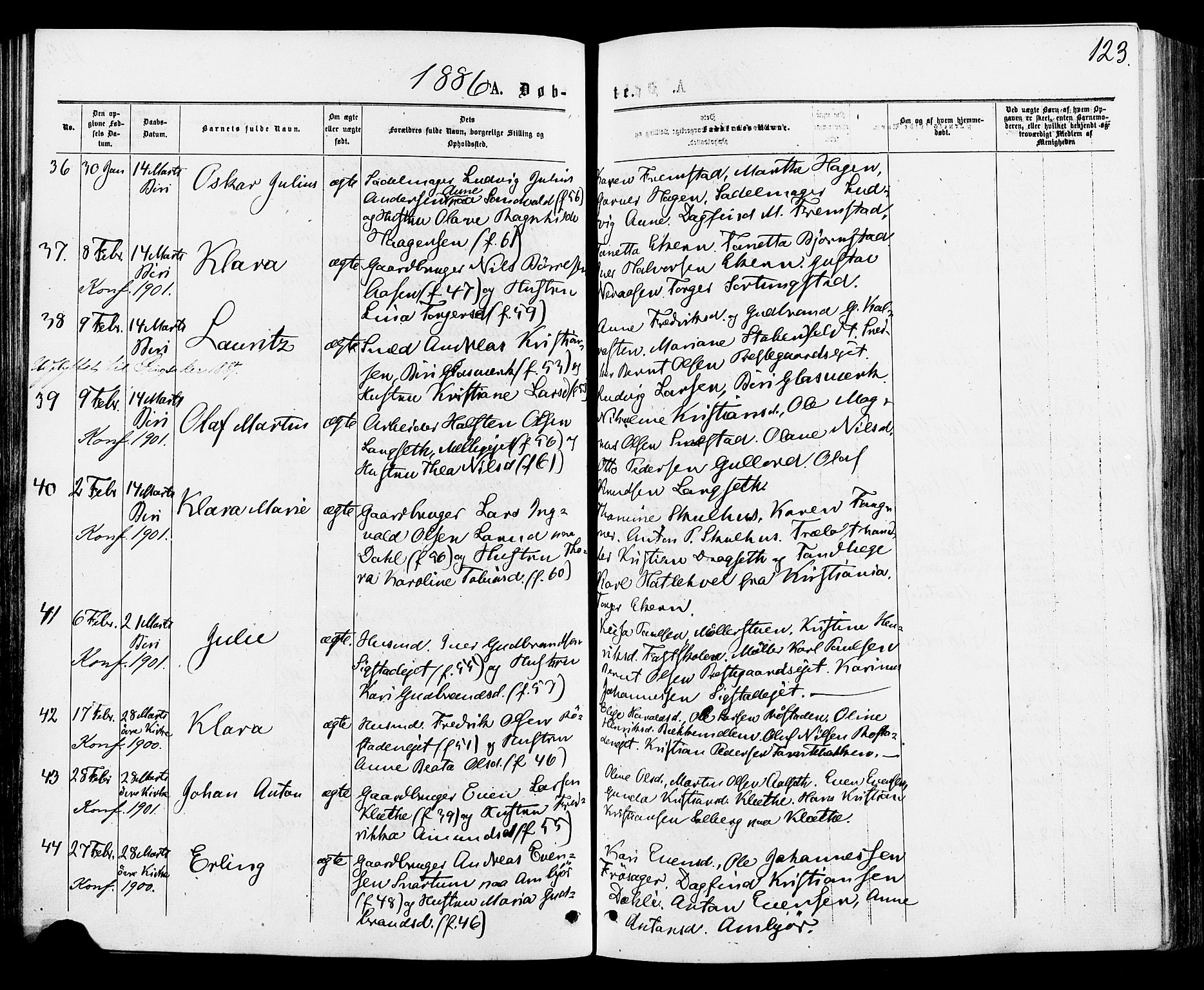 Biri prestekontor, AV/SAH-PREST-096/H/Ha/Haa/L0006: Parish register (official) no. 6, 1877-1886, p. 123