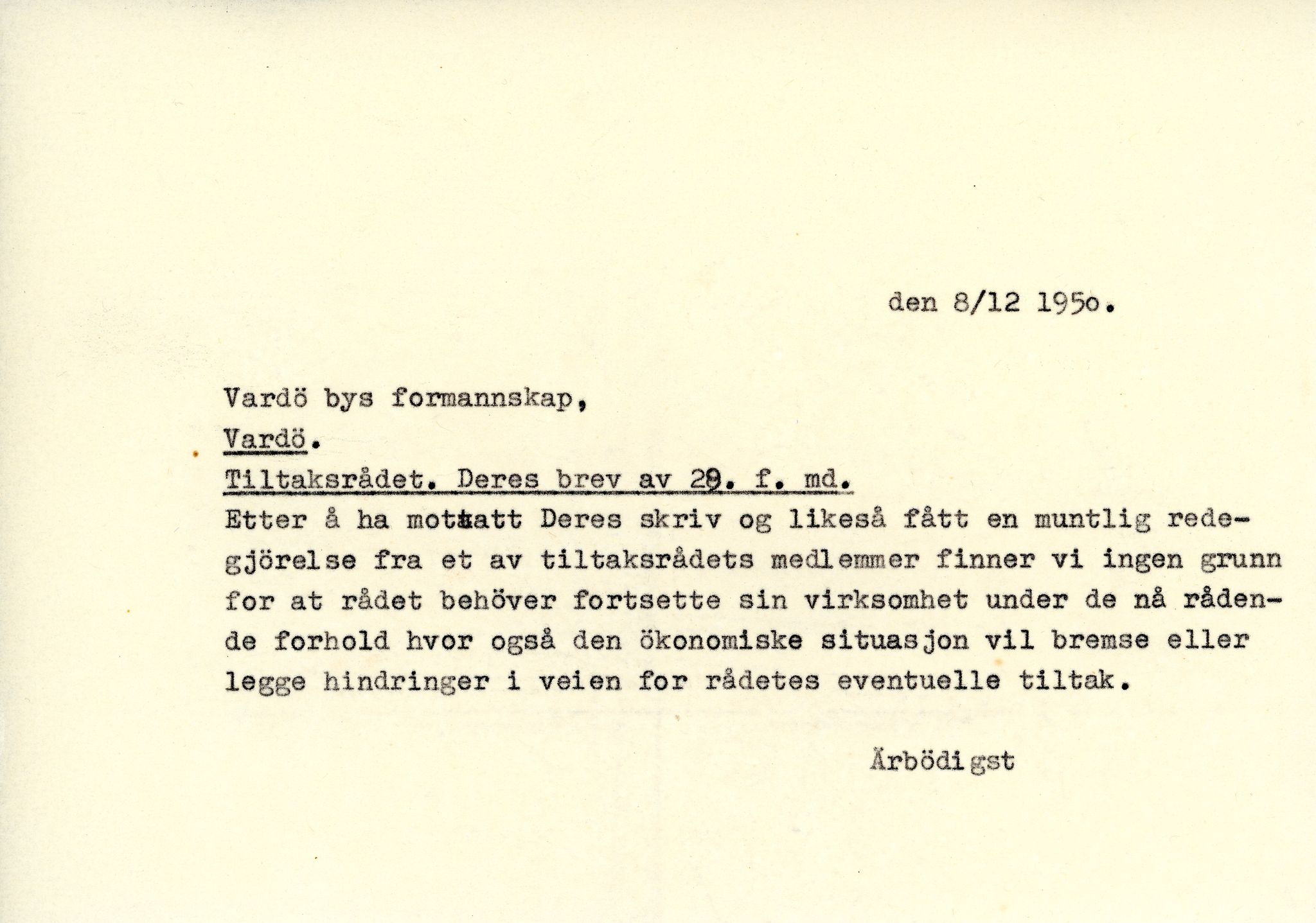 Vardø Fiskersamvirkelag, VAMU/A-0037/D/Da/L0008: Korrespondanse Tr-År, 1947-1950