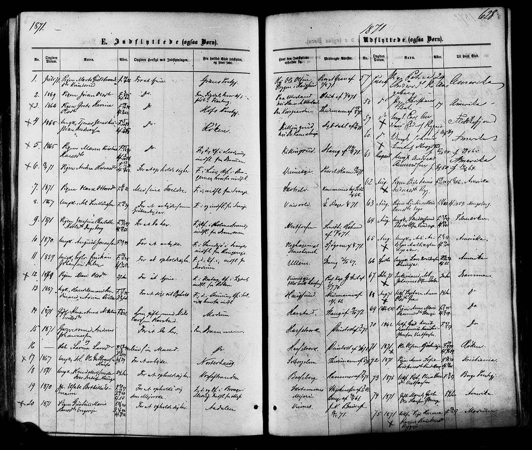 Eiker kirkebøker, AV/SAKO-A-4/F/Fa/L0017: Parish register (official) no. I 17, 1869-1877, p. 628