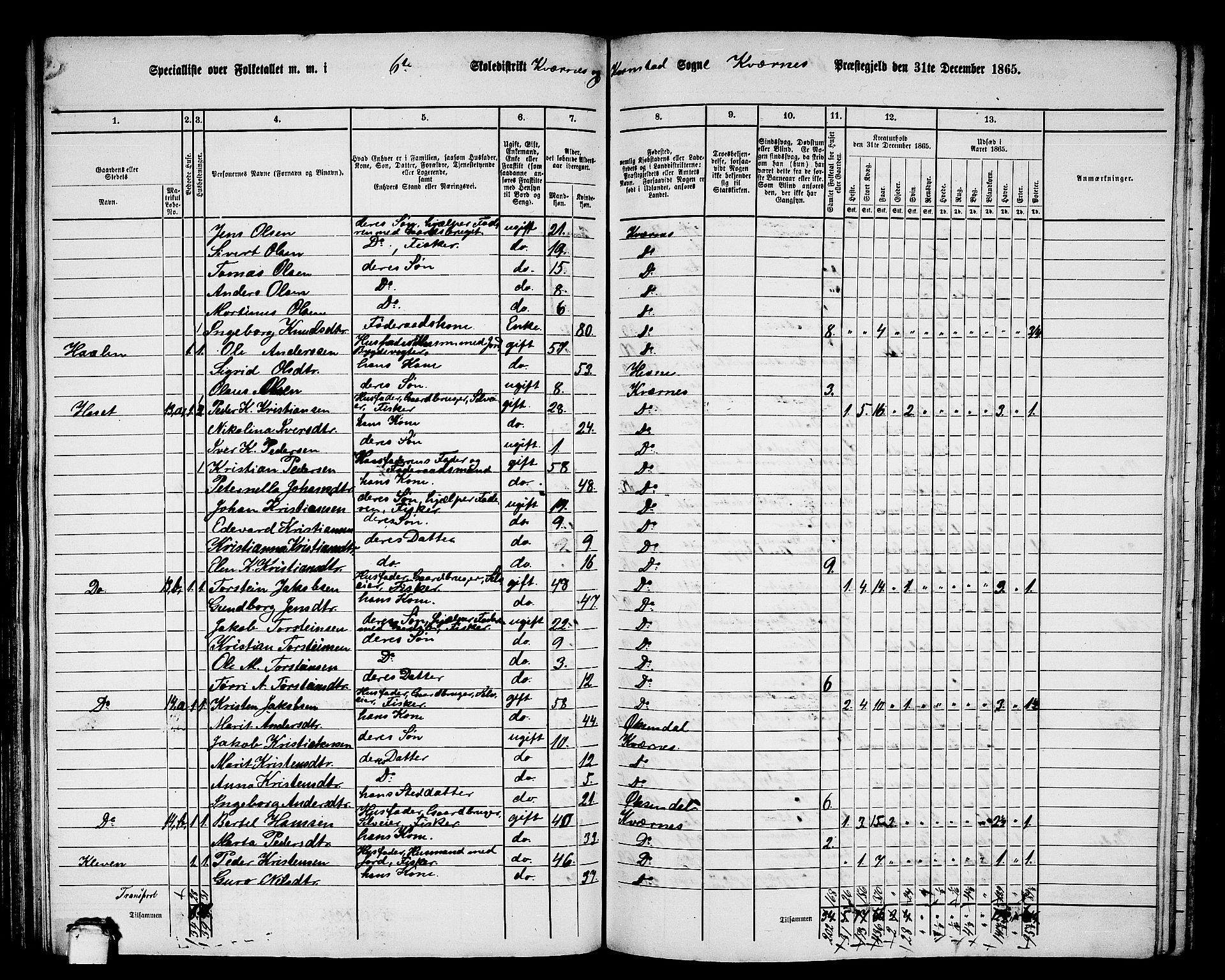 RA, 1865 census for Kvernes, 1865, p. 112