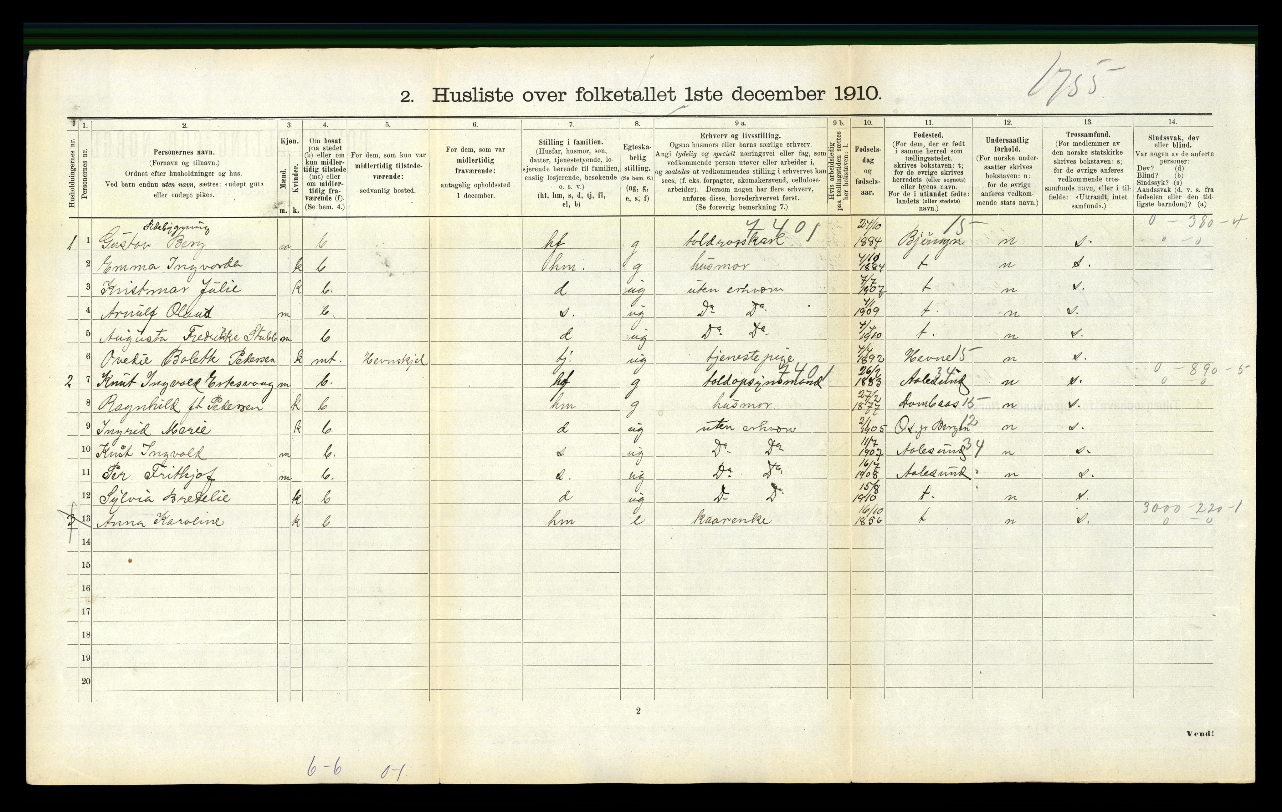 RA, 1910 census for Fillan, 1910, p. 644