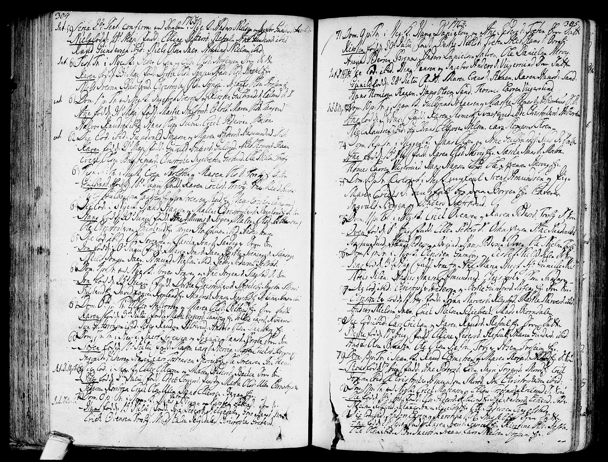 Modum kirkebøker, AV/SAKO-A-234/F/Fa/L0002: Parish register (official) no. 2, 1741-1782, p. 304-305