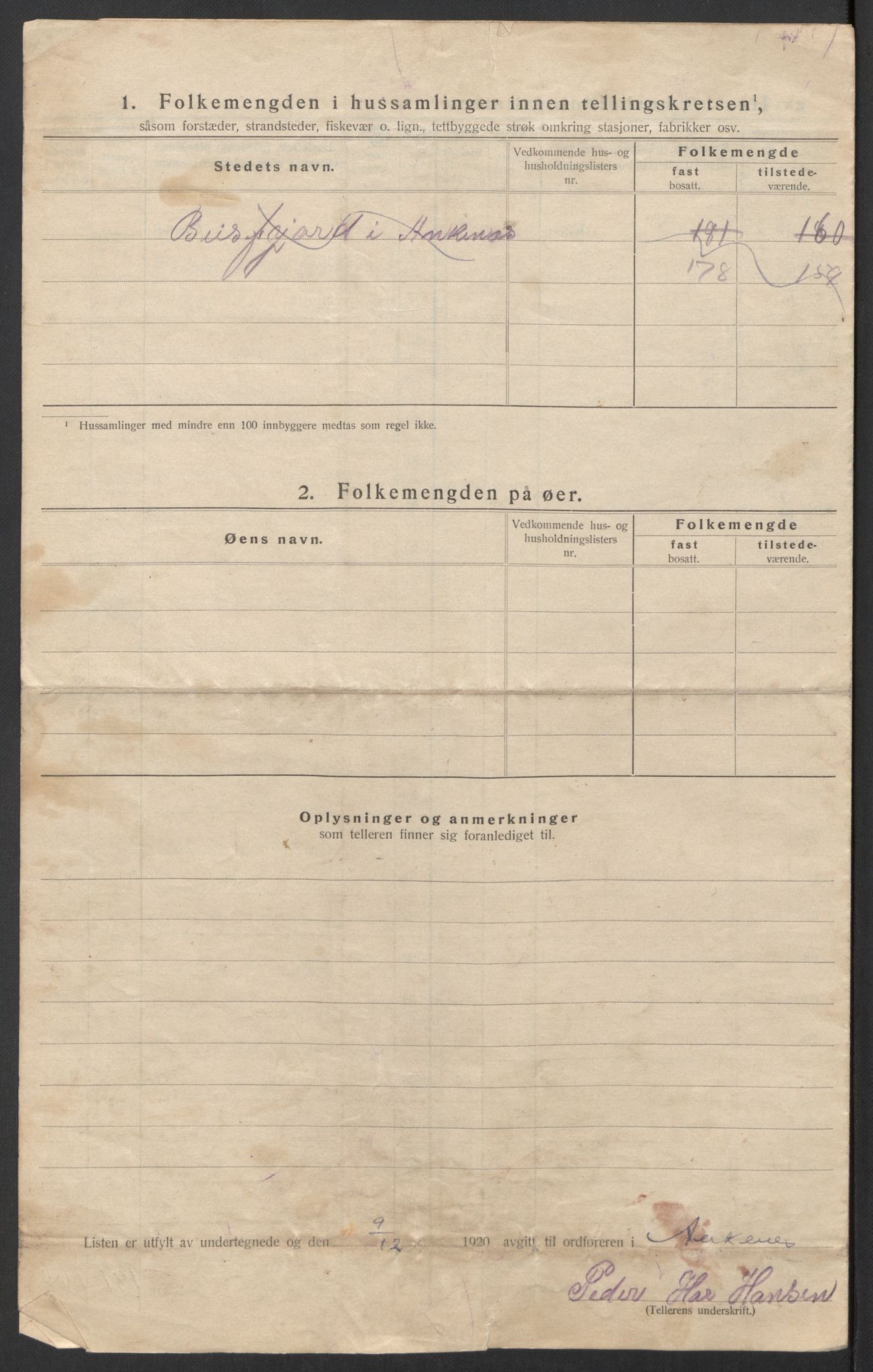 SAT, 1920 census for Ankenes, 1920, p. 45