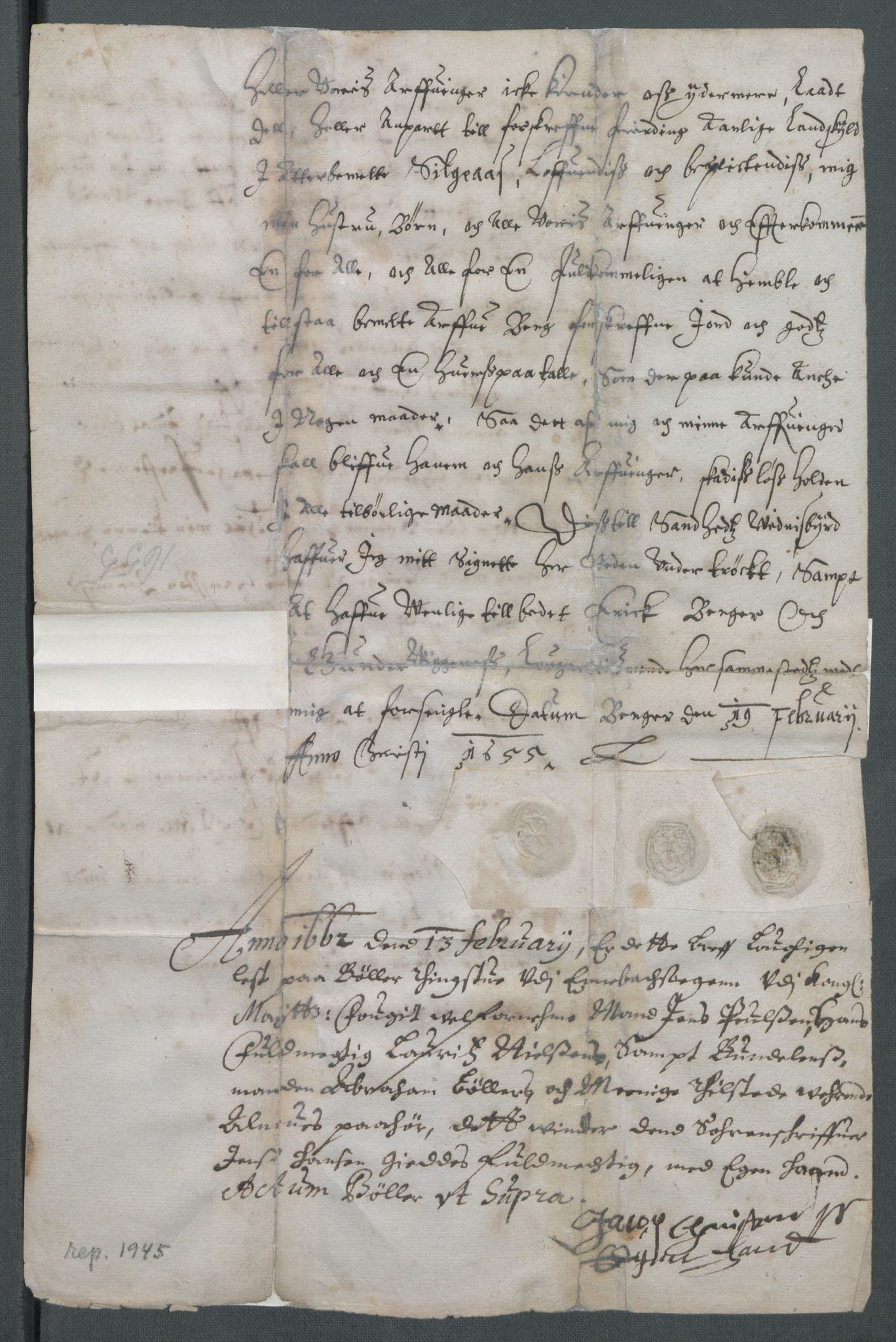Riksarkivets diplomsamling, AV/RA-EA-5965/F02/L0166: Dokumenter, 1654-1656, p. 73