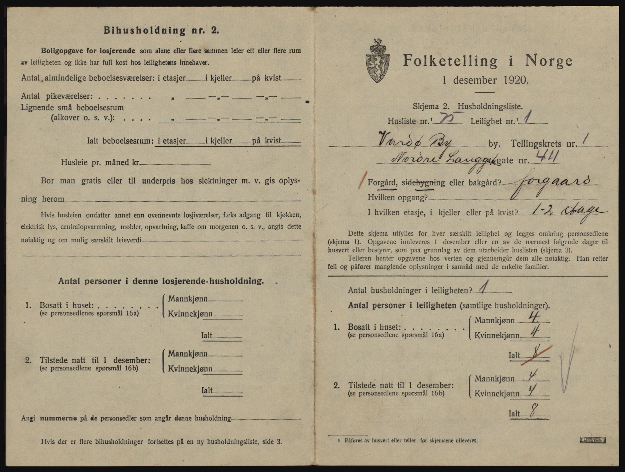 SATØ, 1920 census for Vardø, 1920, p. 1253