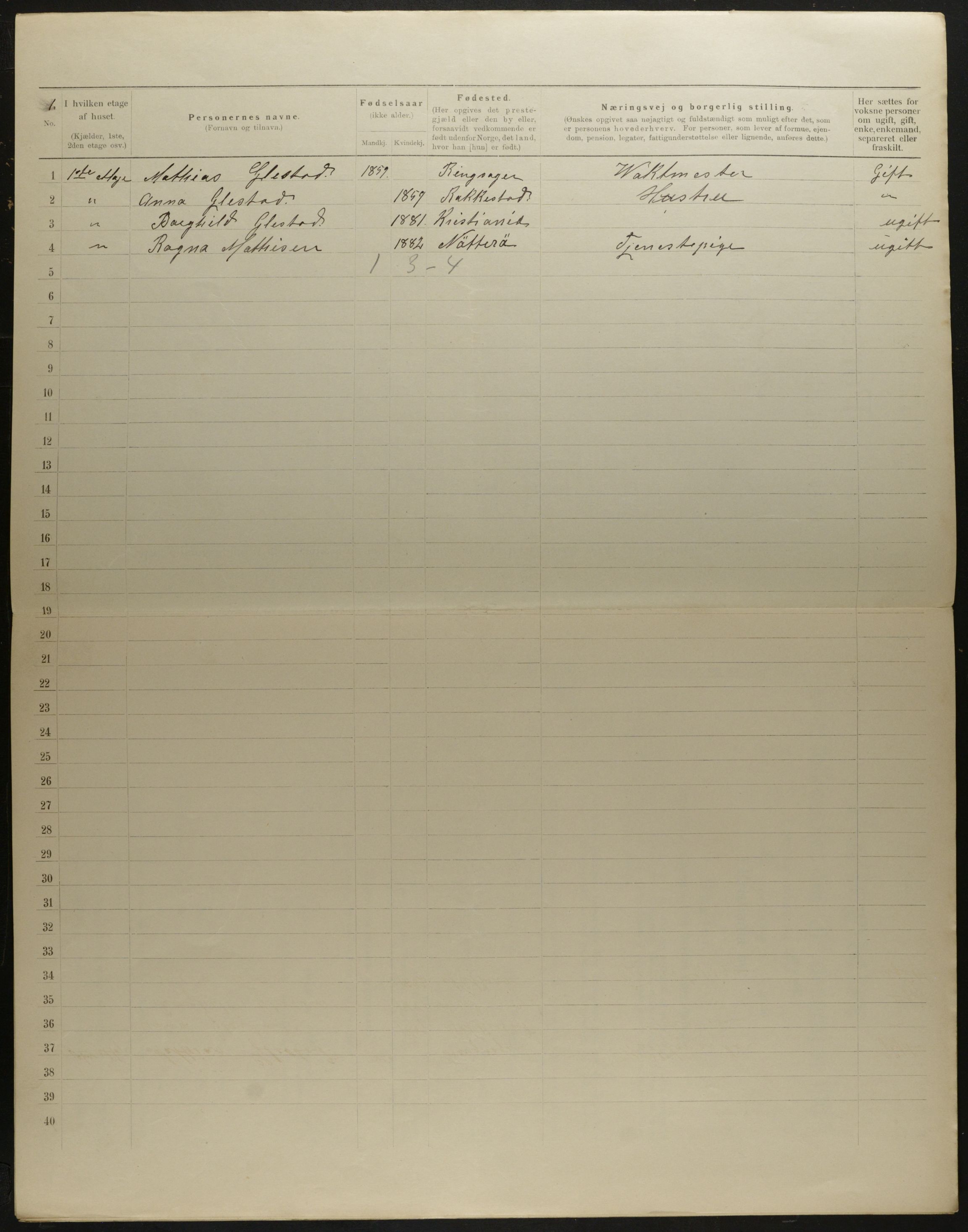 OBA, Municipal Census 1901 for Kristiania, 1901, p. 8319