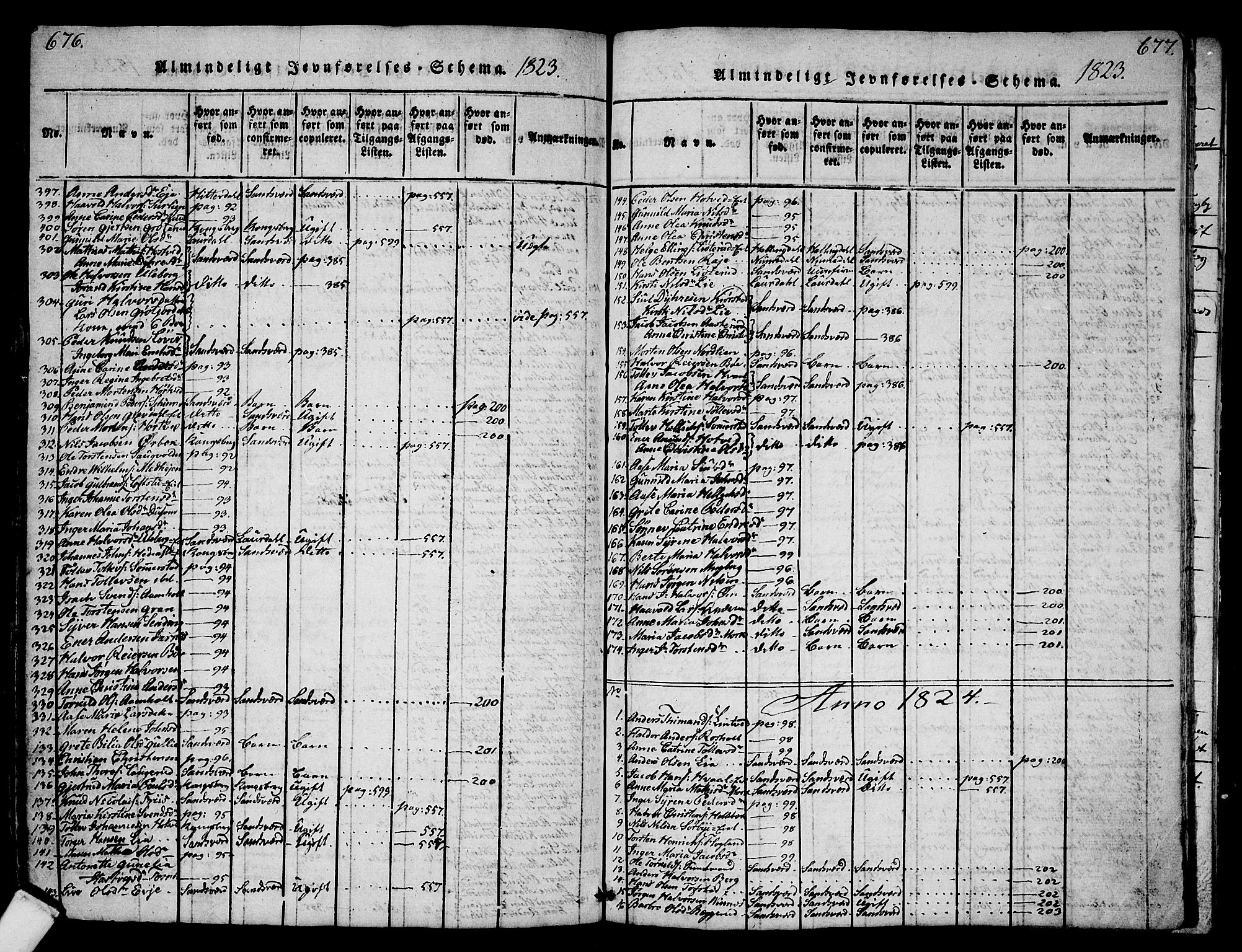 Sandsvær kirkebøker, AV/SAKO-A-244/G/Ga/L0003: Parish register (copy) no. I 3, 1817-1839, p. 676-677