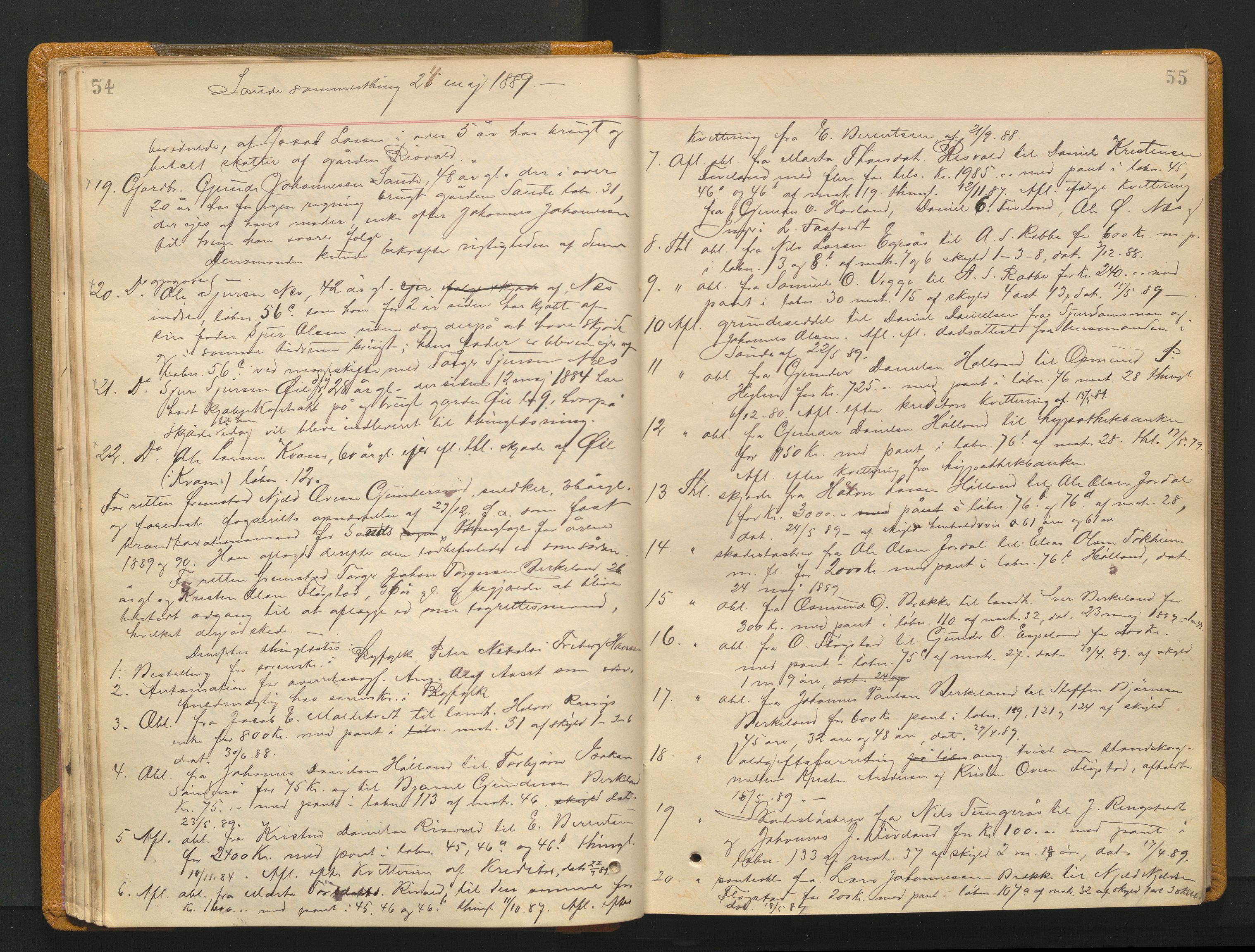 Ryfylke tingrett, AV/SAST-A-100055/001/I/IB/IB0/L0015: Tingbok, Ryfylke, 1889-1891, p. 54-55