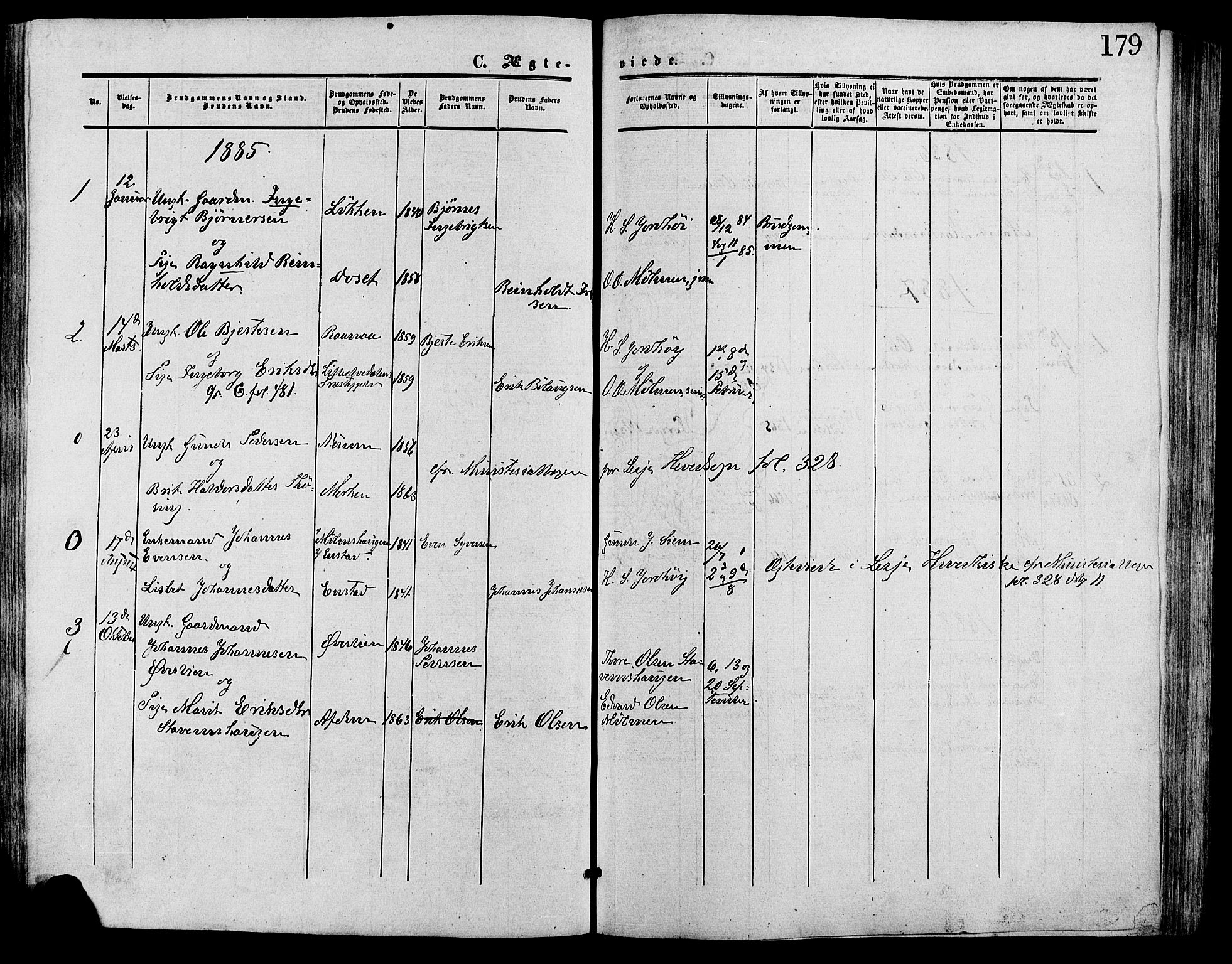 Lesja prestekontor, SAH/PREST-068/H/Ha/Haa/L0009: Parish register (official) no. 9, 1854-1889, p. 179