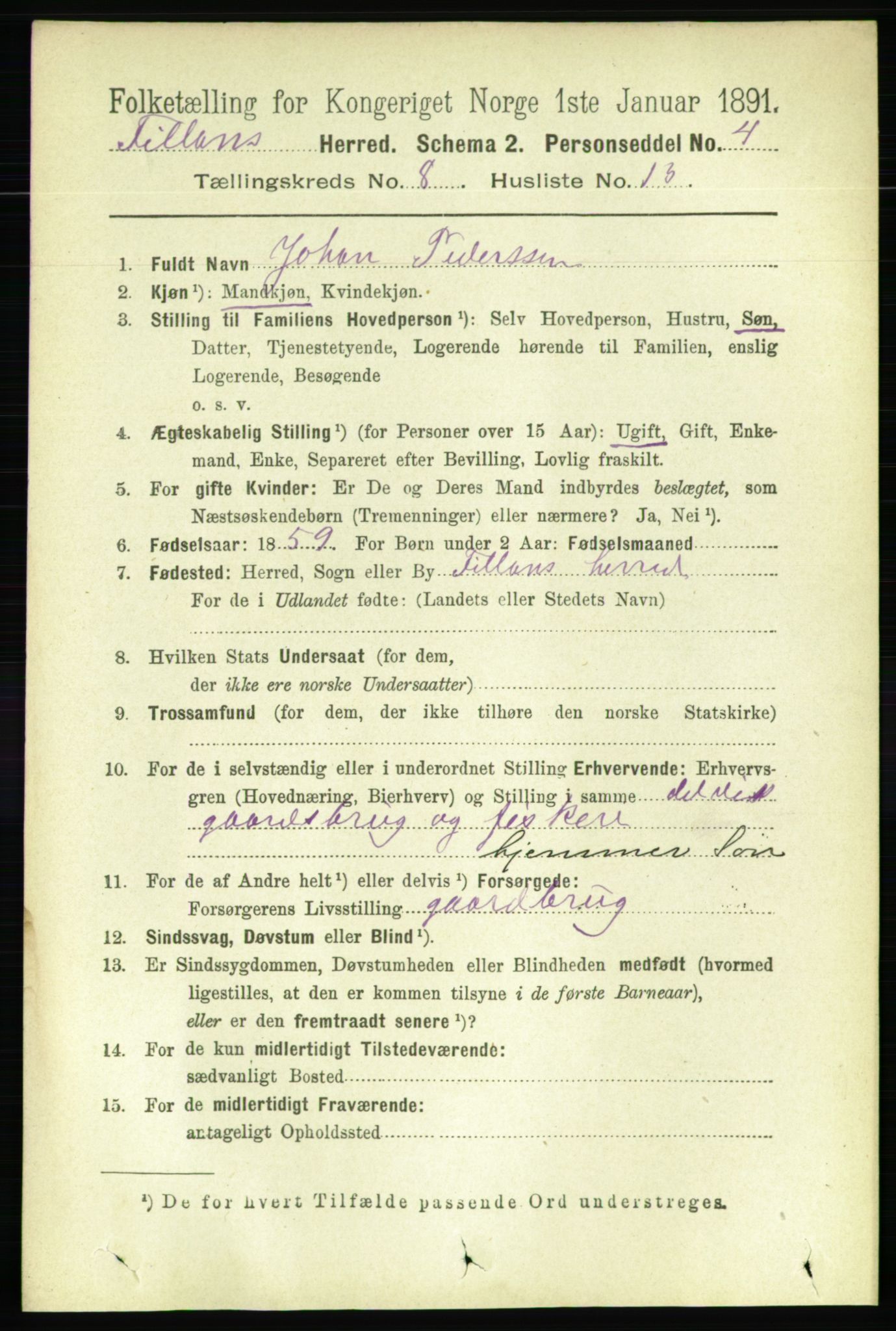 RA, 1891 census for 1616 Fillan, 1891, p. 1952